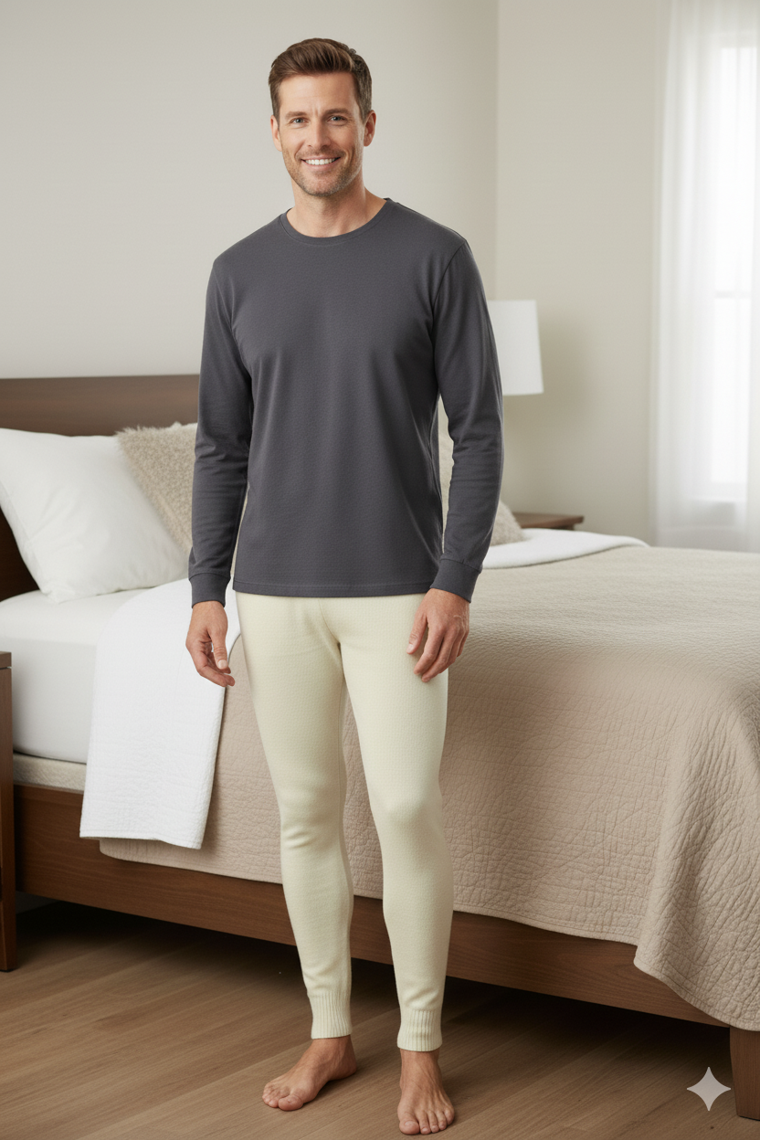 Erkek Kışlık Yünlü Termal İçlik Kalın Triko Örme Düz Renk Sıcak Tutar Rahat Tam Kalıp