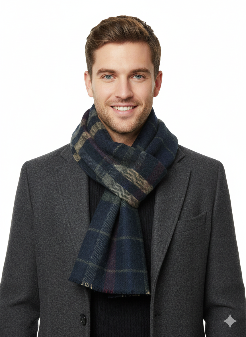 Oppland Erkek Kışlık Atkı Çizgili Pamuklu Örme Püsküllü Yumuşak Dokulu Şık Ve Jakarlı Model