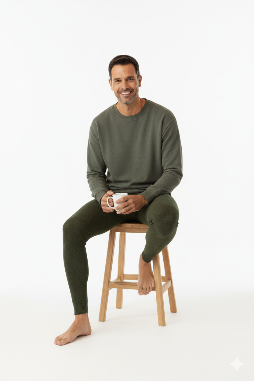 Erkek Kışlık Yünlü Termal İçlik Kalın Triko Örme Düz Renk Sıcak Tutar Rahat Tam Kalıp