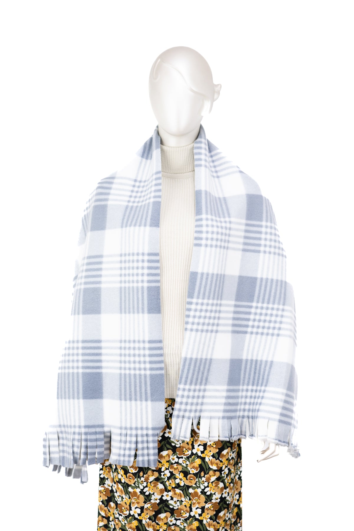 Oppland Kadın Kışlık Polar Geniş Tarz Atkı Şal Pamuklu iplikten Örme Şık Kare Desenli Modern