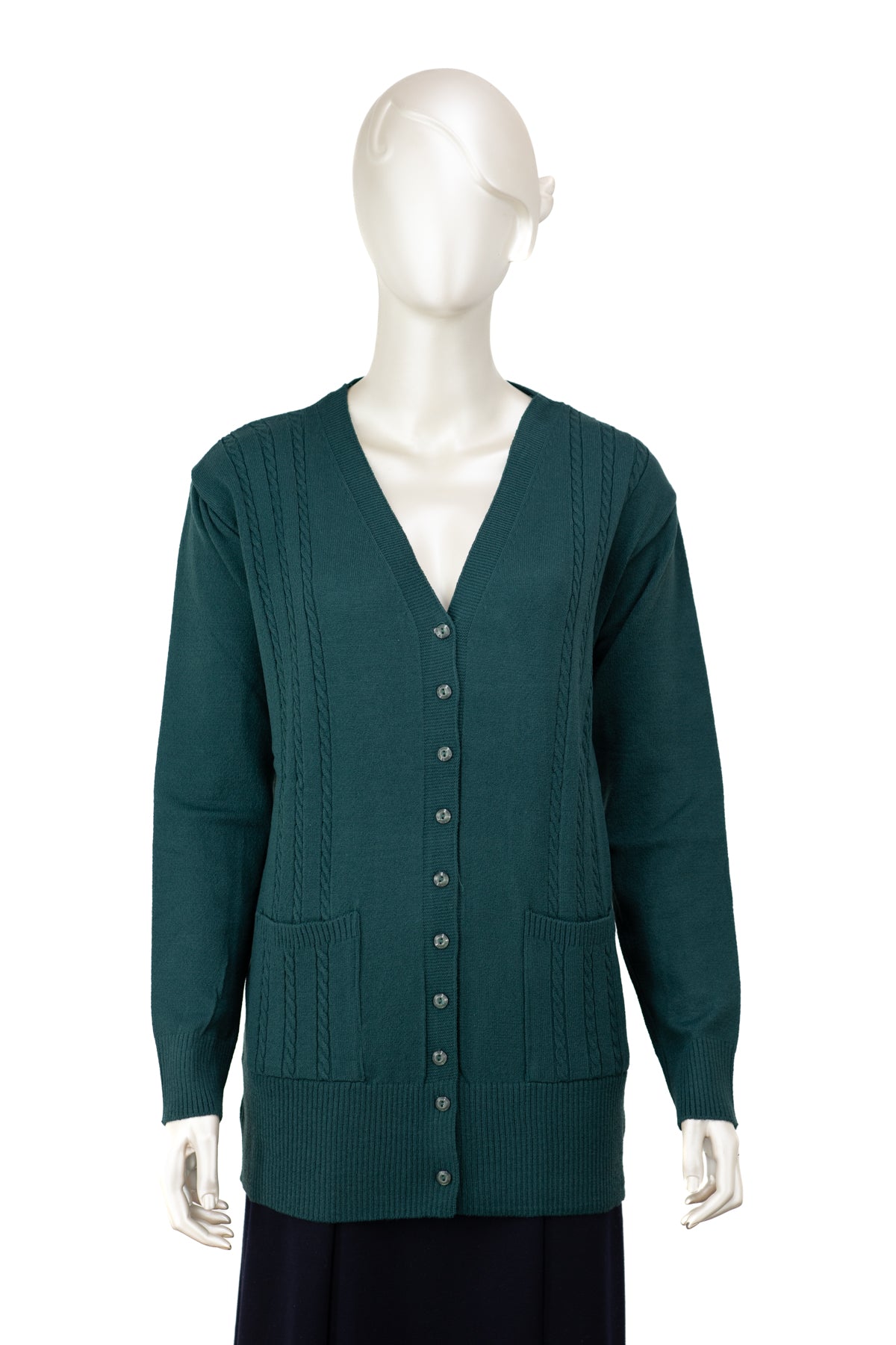 Oppland Kadın Kışlık Örgü Desenli Düğmeli Çift Cepli Uzun Kollu Normal Kesim Likralı Kardelen Dokuma Anne Hırka