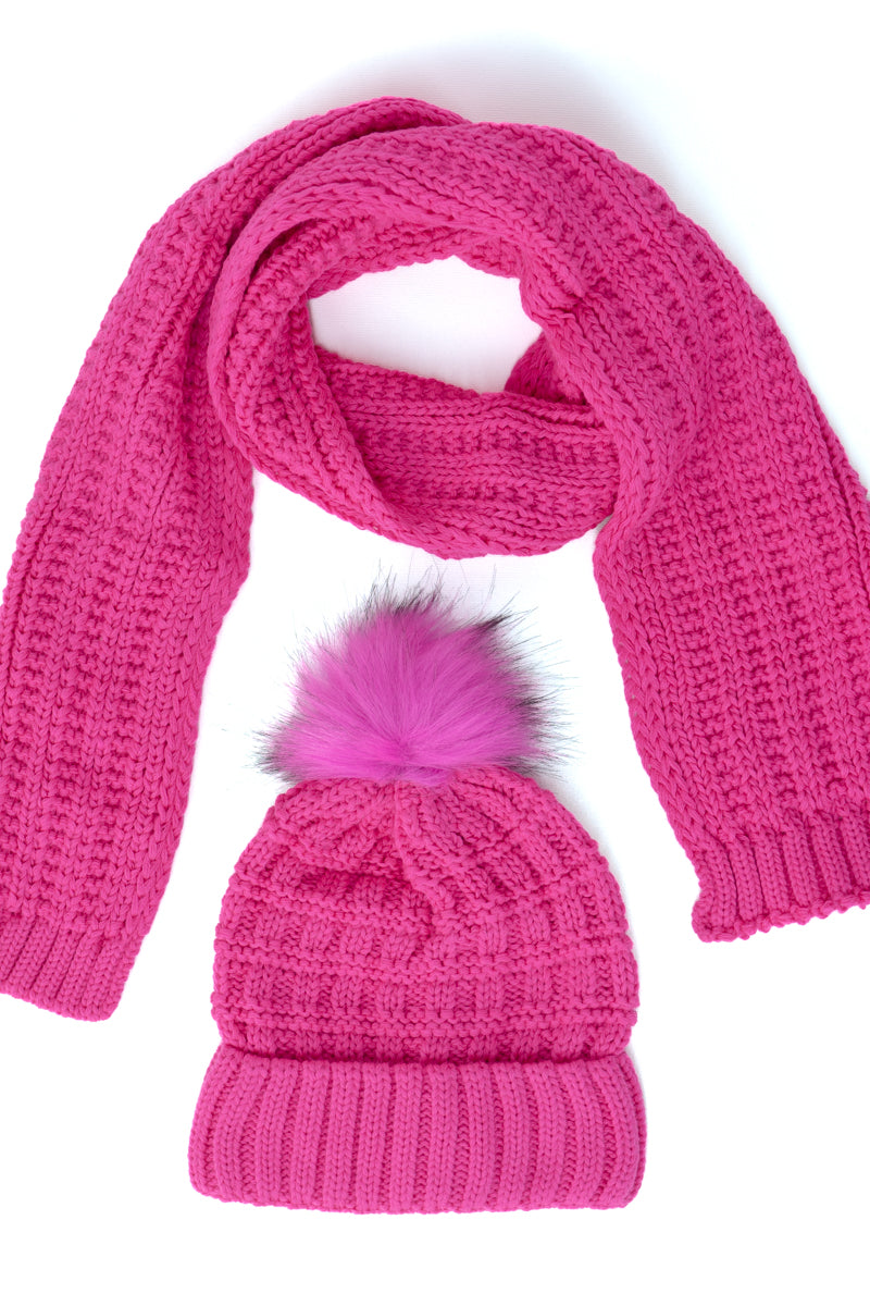 Oppland Kadın Kışlık Kalın Ponponlu Bere ve Atkı Takımı Pamuklu Katlamalı Sıcak Tutar Esnek Rüzgar Geçirmez Rahat Hafif