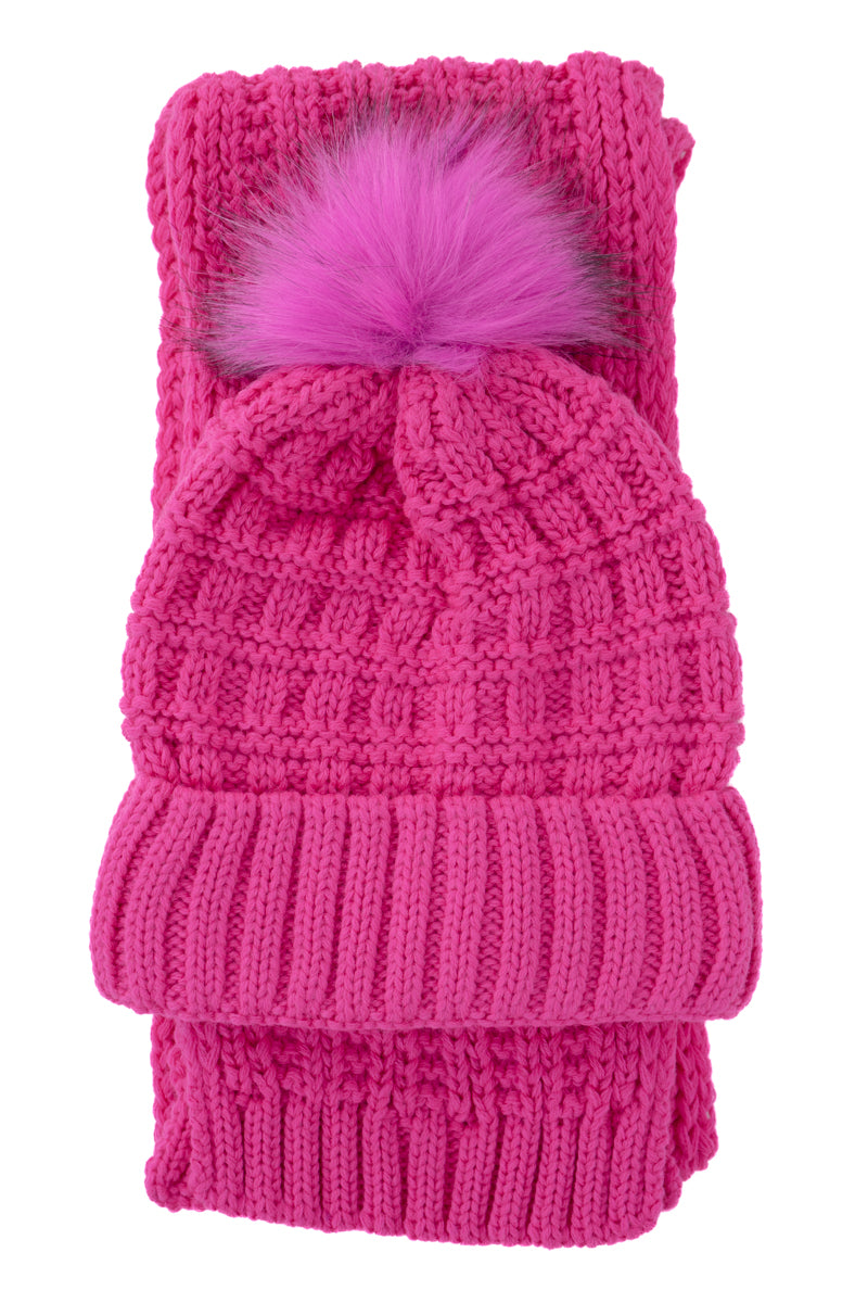 Oppland Kadın Kışlık Kalın Ponponlu Bere ve Atkı Takımı Pamuklu Katlamalı Sıcak Tutar Esnek Rüzgar Geçirmez Rahat Hafif