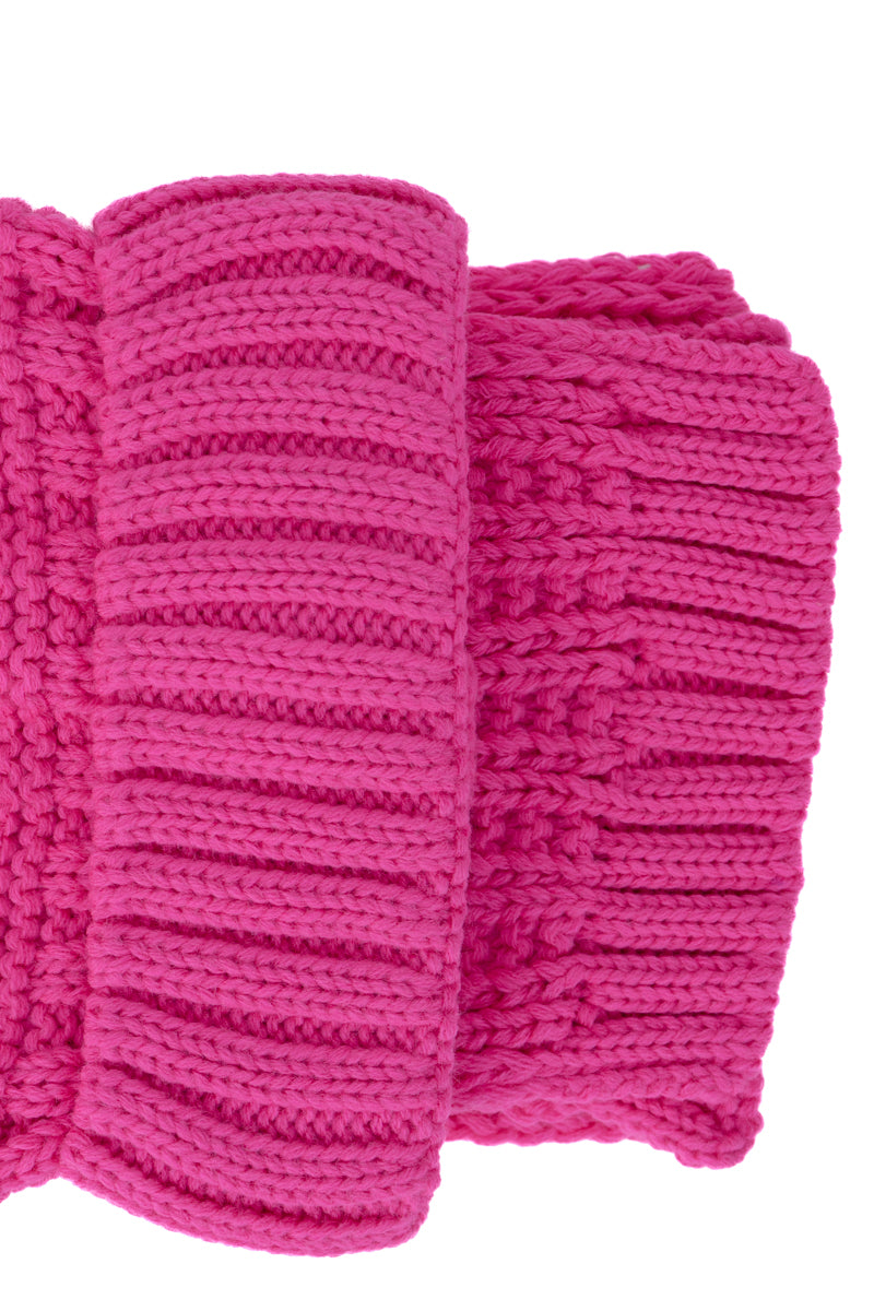 Oppland Kadın Kışlık Kalın Ponponlu Bere ve Atkı Takımı Pamuklu Katlamalı Sıcak Tutar Esnek Rüzgar Geçirmez Rahat Hafif