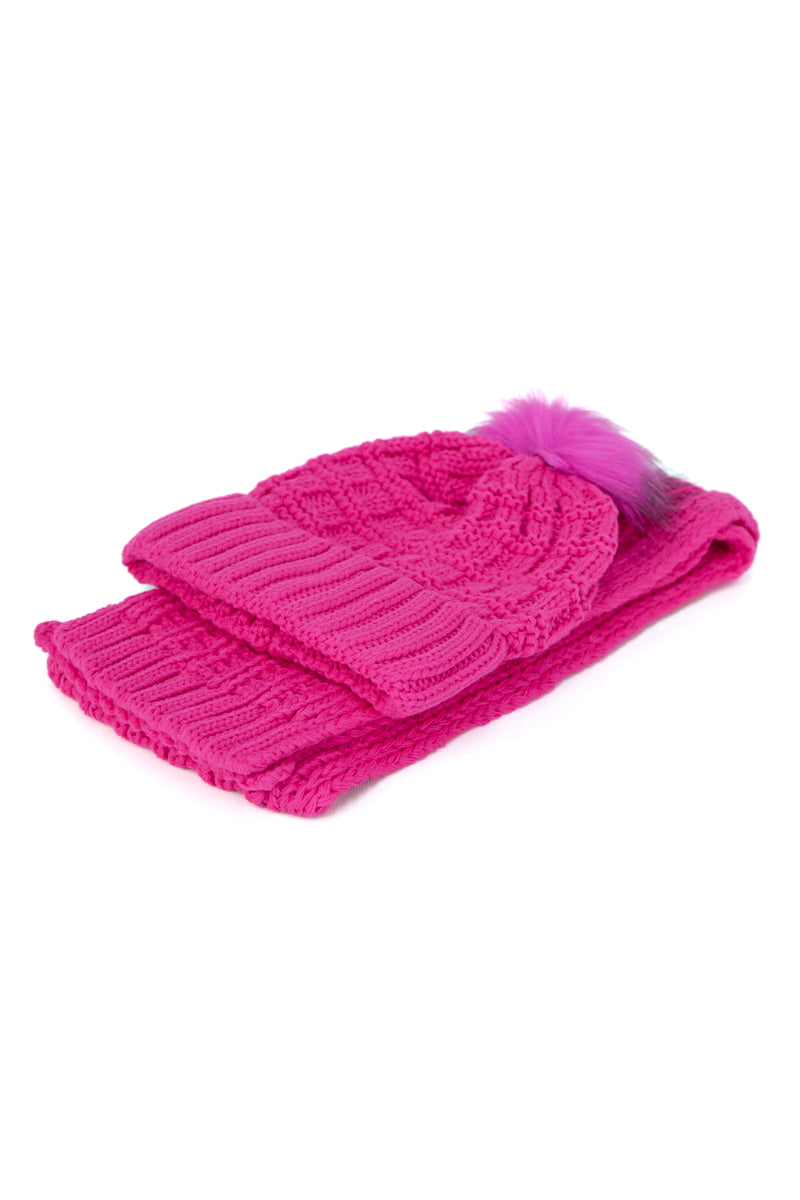 Oppland Kadın Kışlık Kalın Ponponlu Bere ve Atkı Takımı Pamuklu Katlamalı Sıcak Tutar Esnek Rüzgar Geçirmez Rahat Hafif