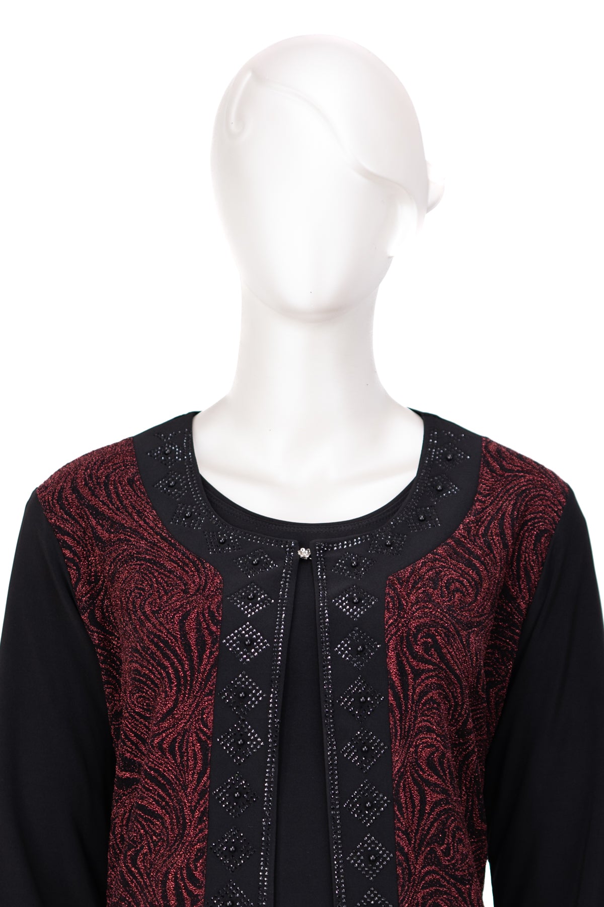 Kadın Likralı Sandy Buzi Kumaş 2 Li Anne Takım Önü Boncuklu ve Simli Tam Kalıp