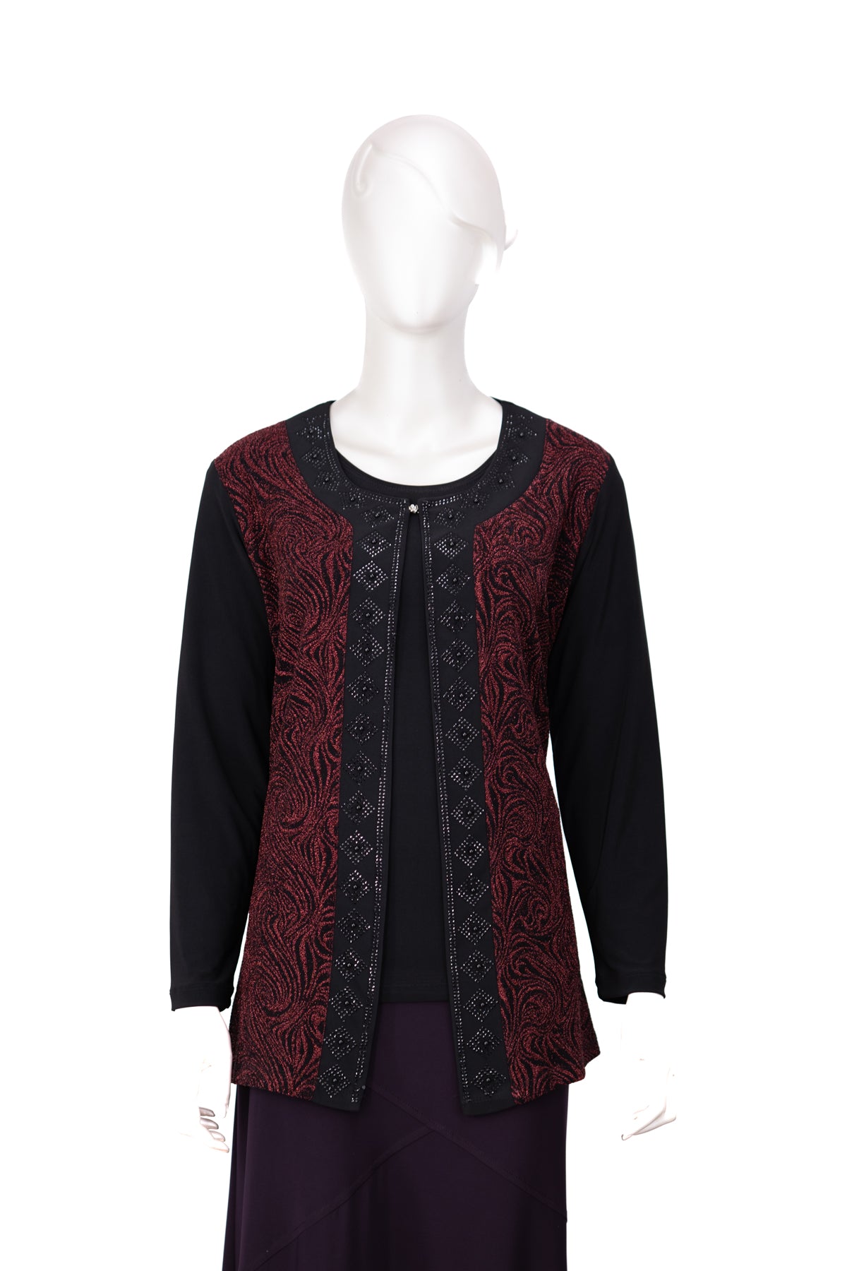 Kadın Likralı Sandy Buzi Kumaş 2 Li Anne Takım Önü Boncuklu ve Simli Tam Kalıp