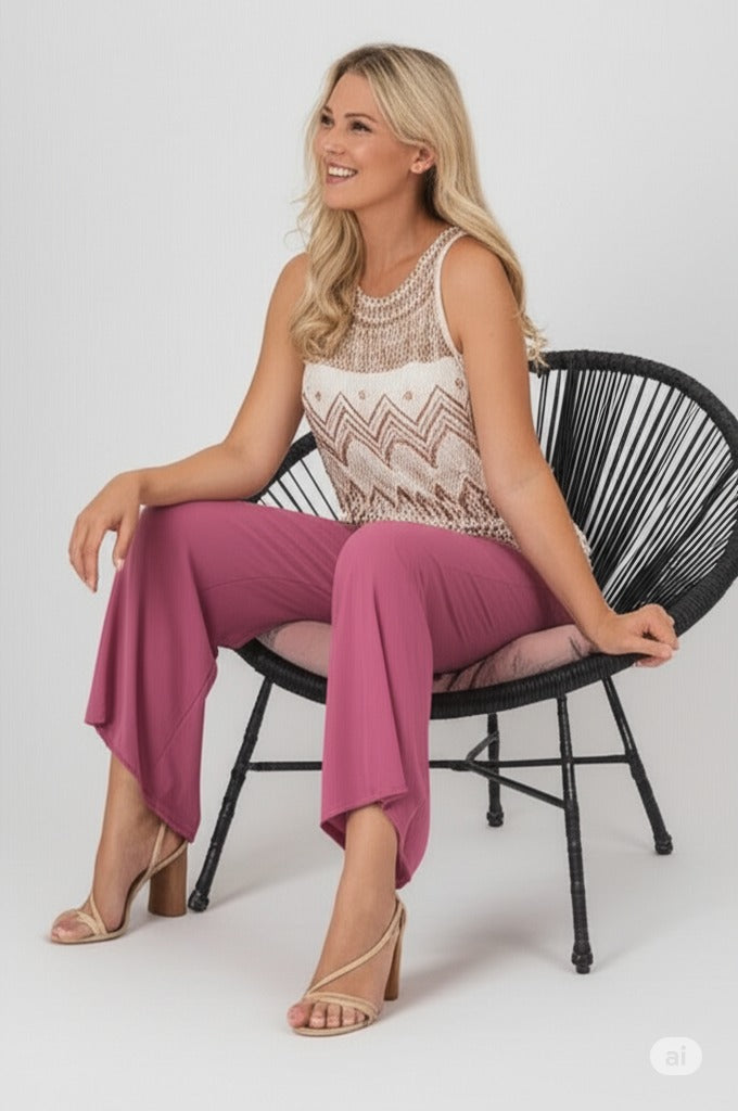 Kadın Düz Renk Rahat Kesim Beli Lastikli Aerobin Kumaş Pantolon