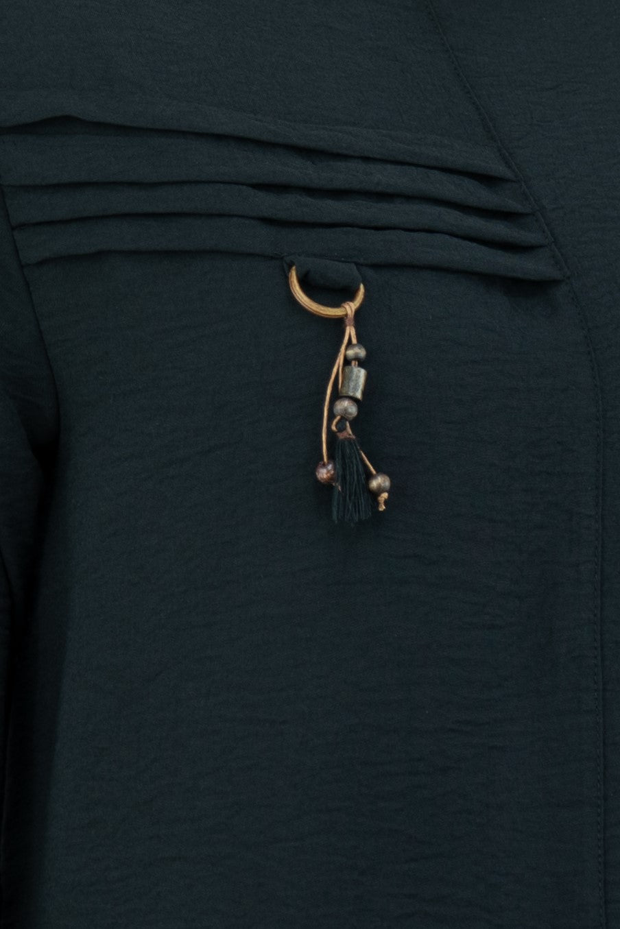 Kadın Bahar Püskülü Detaylı Yuvarlak Yaka Rahat Kesim Likrasız Aerobin Kumaş Tunik