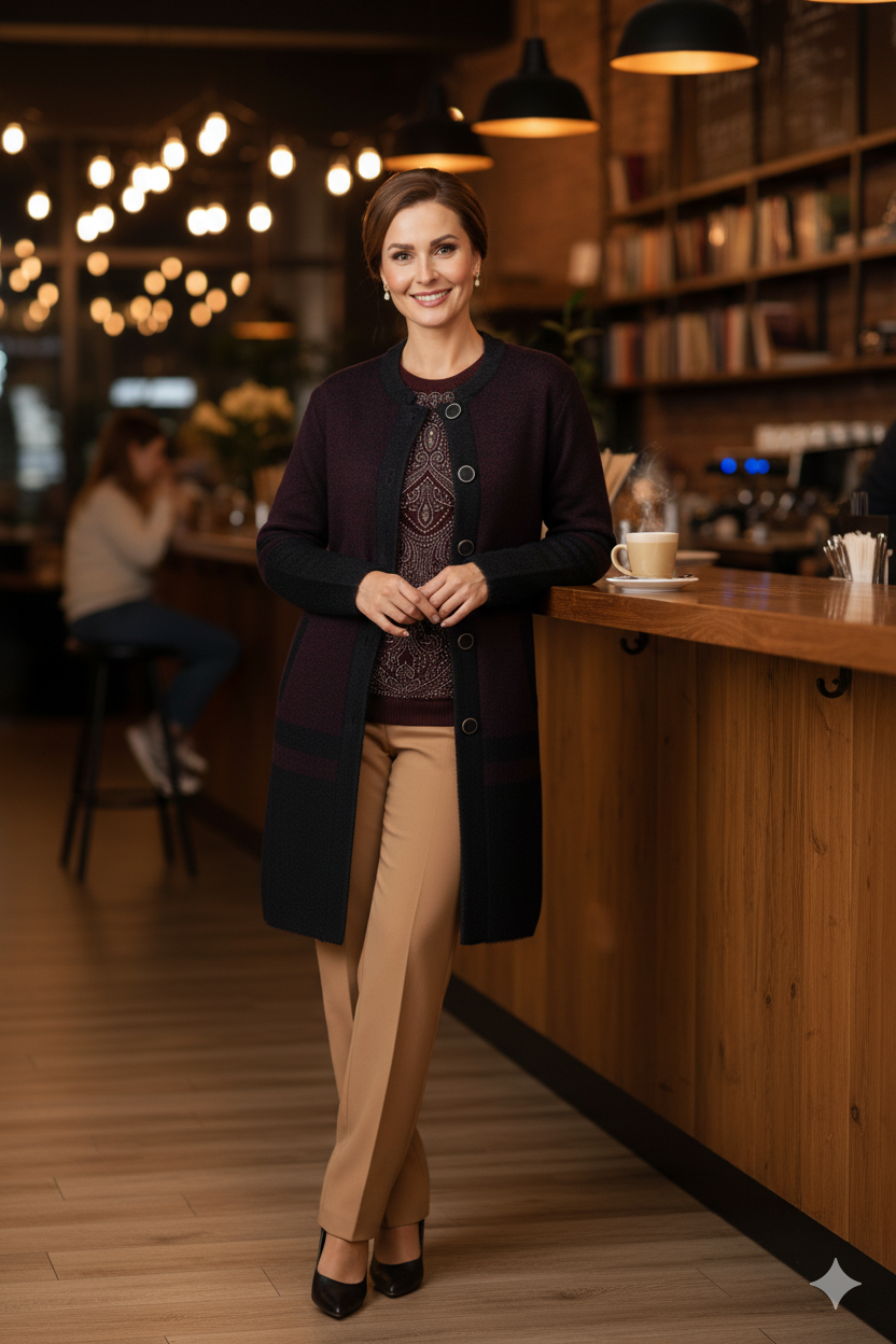 Kadın Kışlık Kalın Angora Yün Örme Anne Uzun Hırka Düğmeli Cepli Tam Kalıp Yuvarlak Yakalı