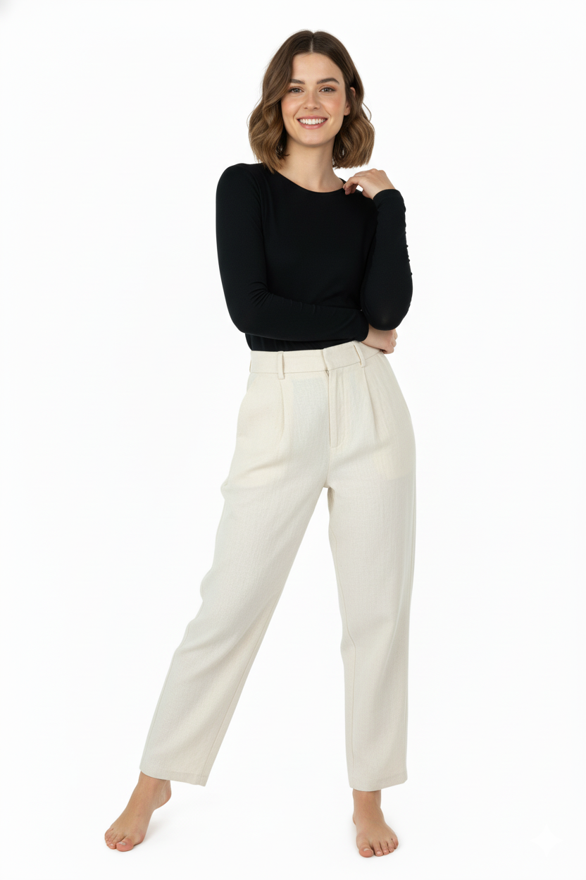 Kadın Düz Renk Yuvarlak Yaka Uzun Kollu Dar Kesim Bedene Oturan Likralı Pamuk Kumaş Badi