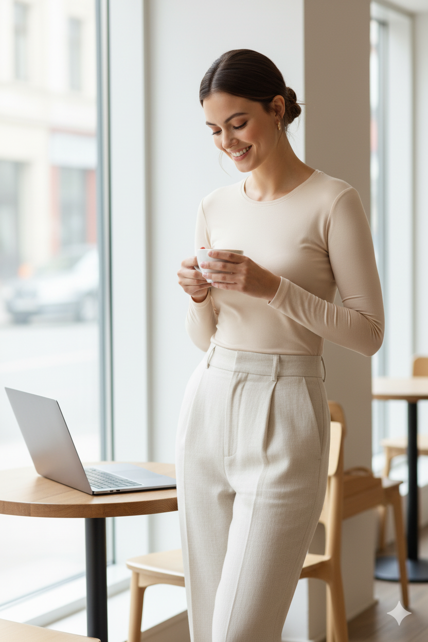 Kadın Düz Renk Yuvarlak Yaka Uzun Kollu Dar Kesim Bedene Oturan Likralı Pamuk Kumaş Badi