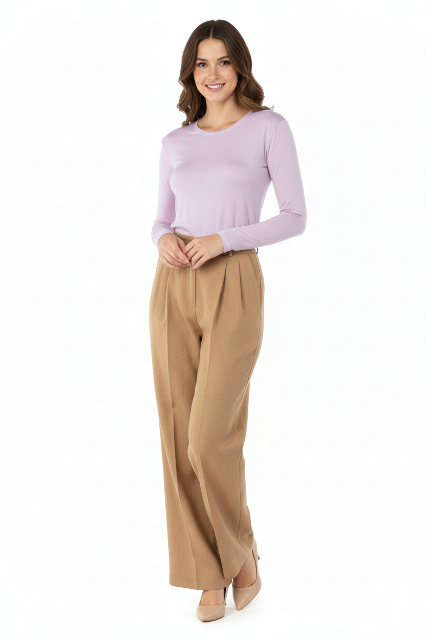 Kadın Düz Renk Yuvarlak Yaka Uzun Kol Darkesim Bedene Oturan Likralı Turlu Viskon Kumaş Badi