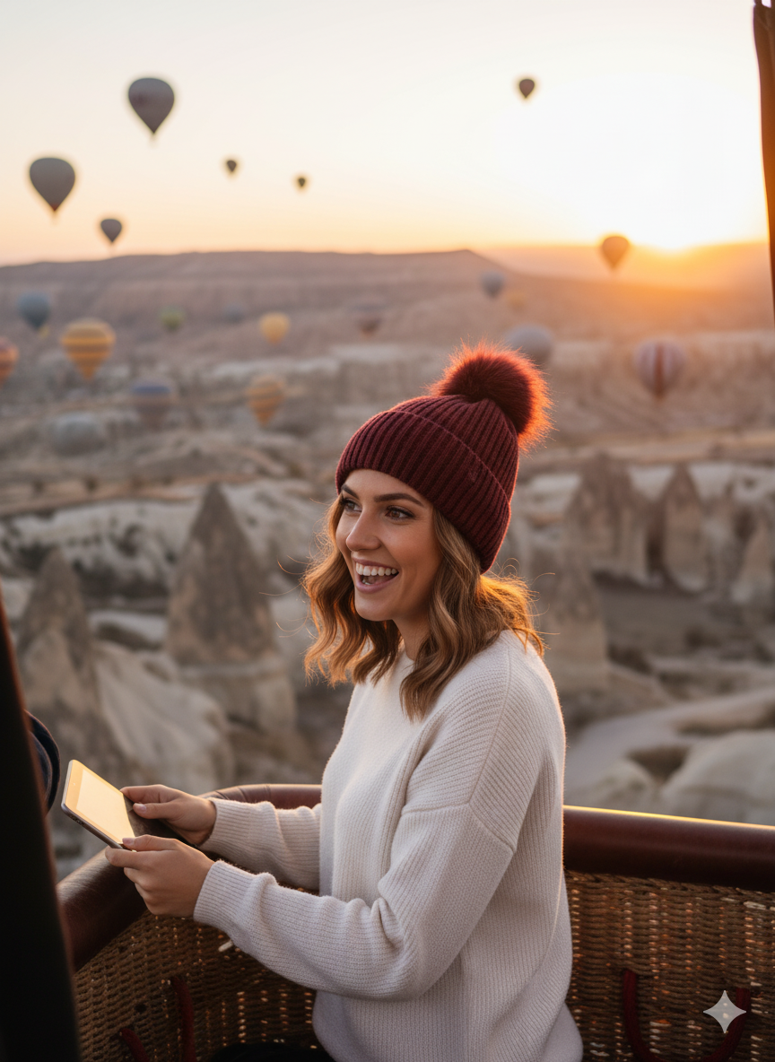 Oppland Kadın Kışlık Kalın Ponponlu Bere Pamuklu Katlamalı Sıcak Tutar Esnek Rüzgar Geçirmez Rahat Tasarım