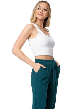 Kadın Kışlık Pantolon Pamuklu Burgu Kumaş Beli Lastikli Saç Örgü Modelli Likralı Geniş Paça