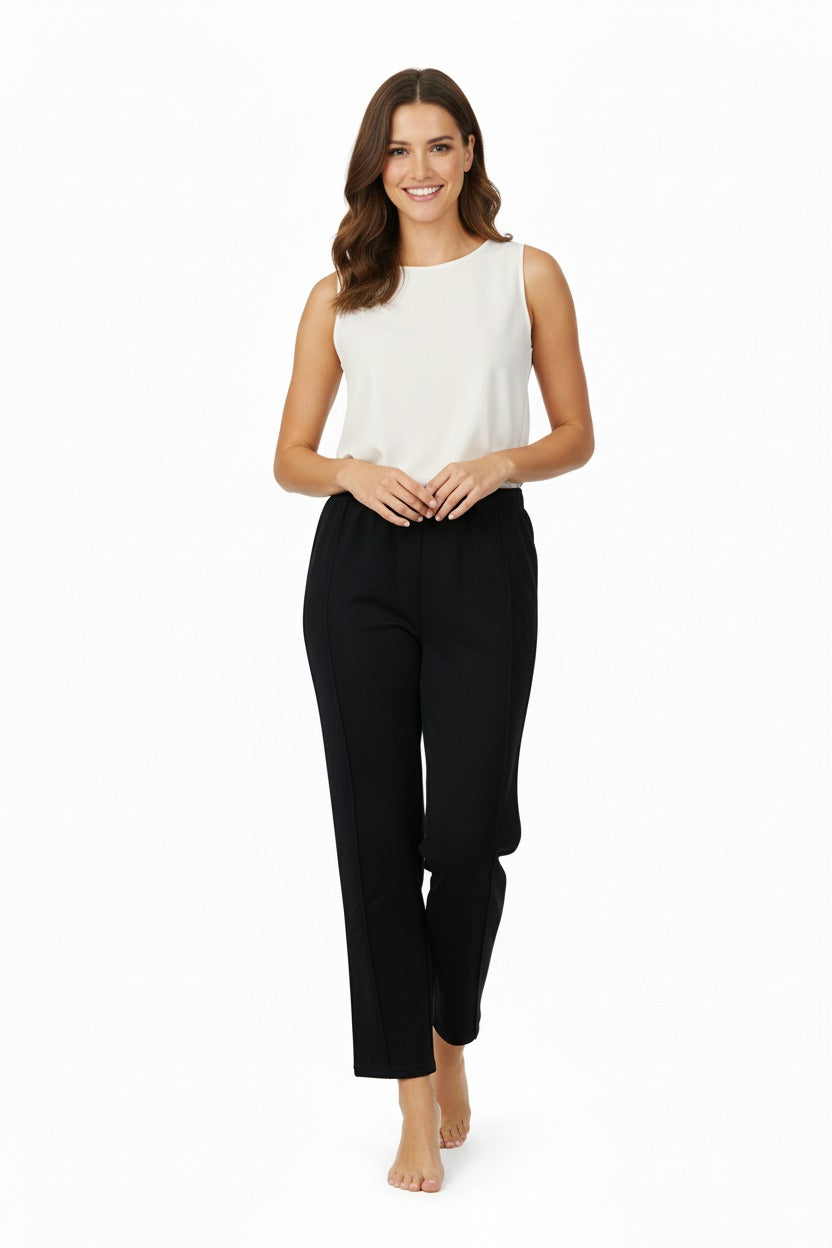 Kadın Kışlık iki iplik Duble Ecrin Örme Pantolon Cepli Beli Lastikli Rahat Kesim Tam Kalıp