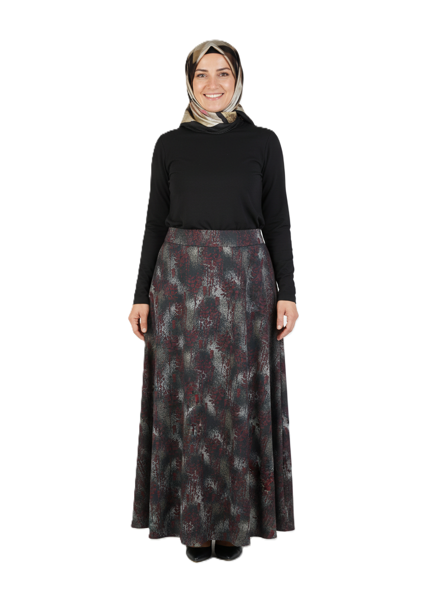 Oppland Kadın Anne Çan Etek Soft Dokulu iç Göstermez Zahmetsiz Desenli Dökümlü Tam Kalıp