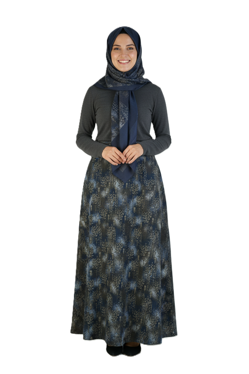 Oppland Kadın Anne Çan Etek Soft Dokulu iç Göstermez Zahmetsiz Desenli Dökümlü Tam Kalıp