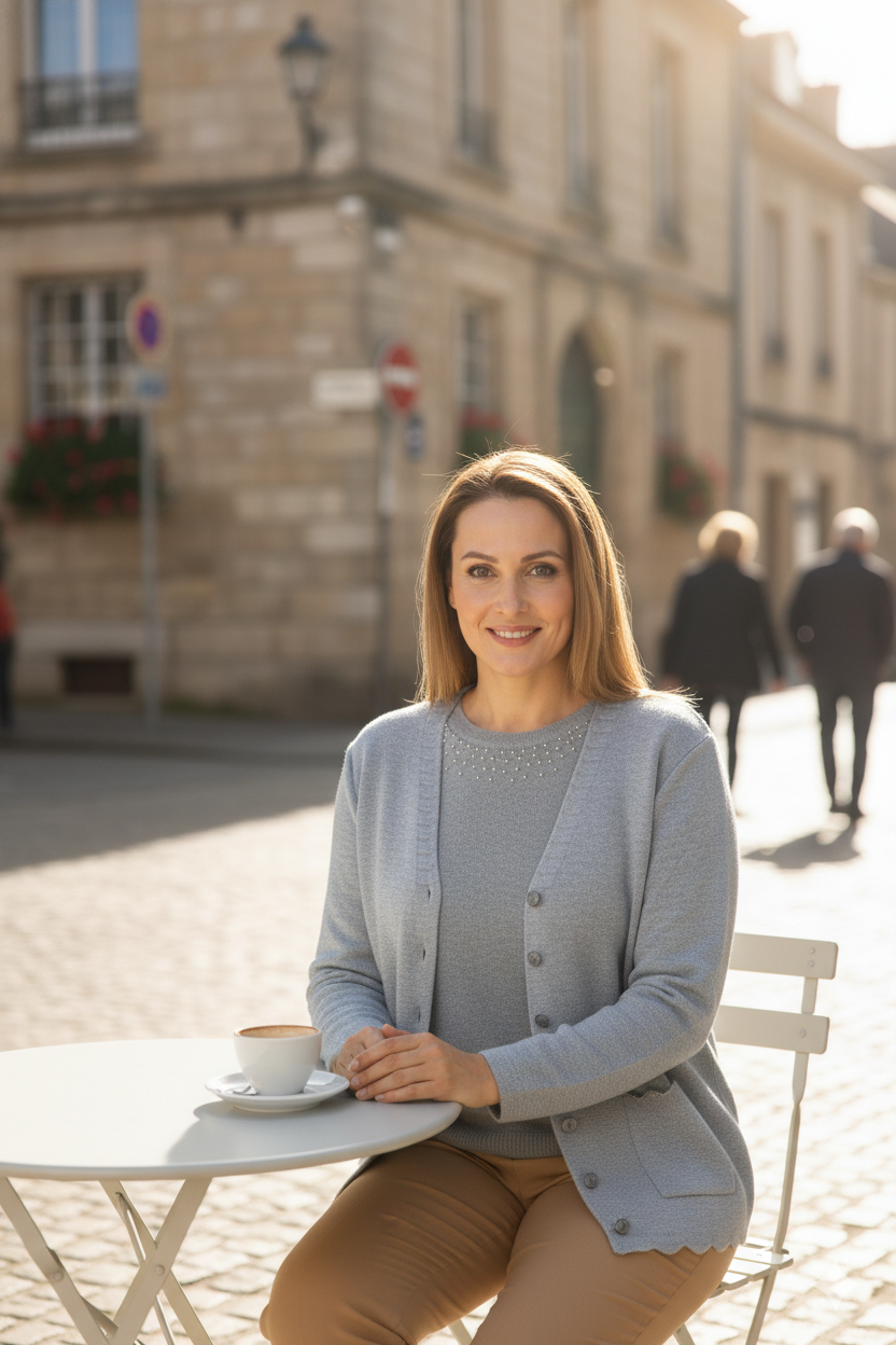 Oppland Kadın Anne Hırka Premium Pamuklu Doku Çift Cepli Önü Düğmeli Şık ve Zarif Dalga Motifli