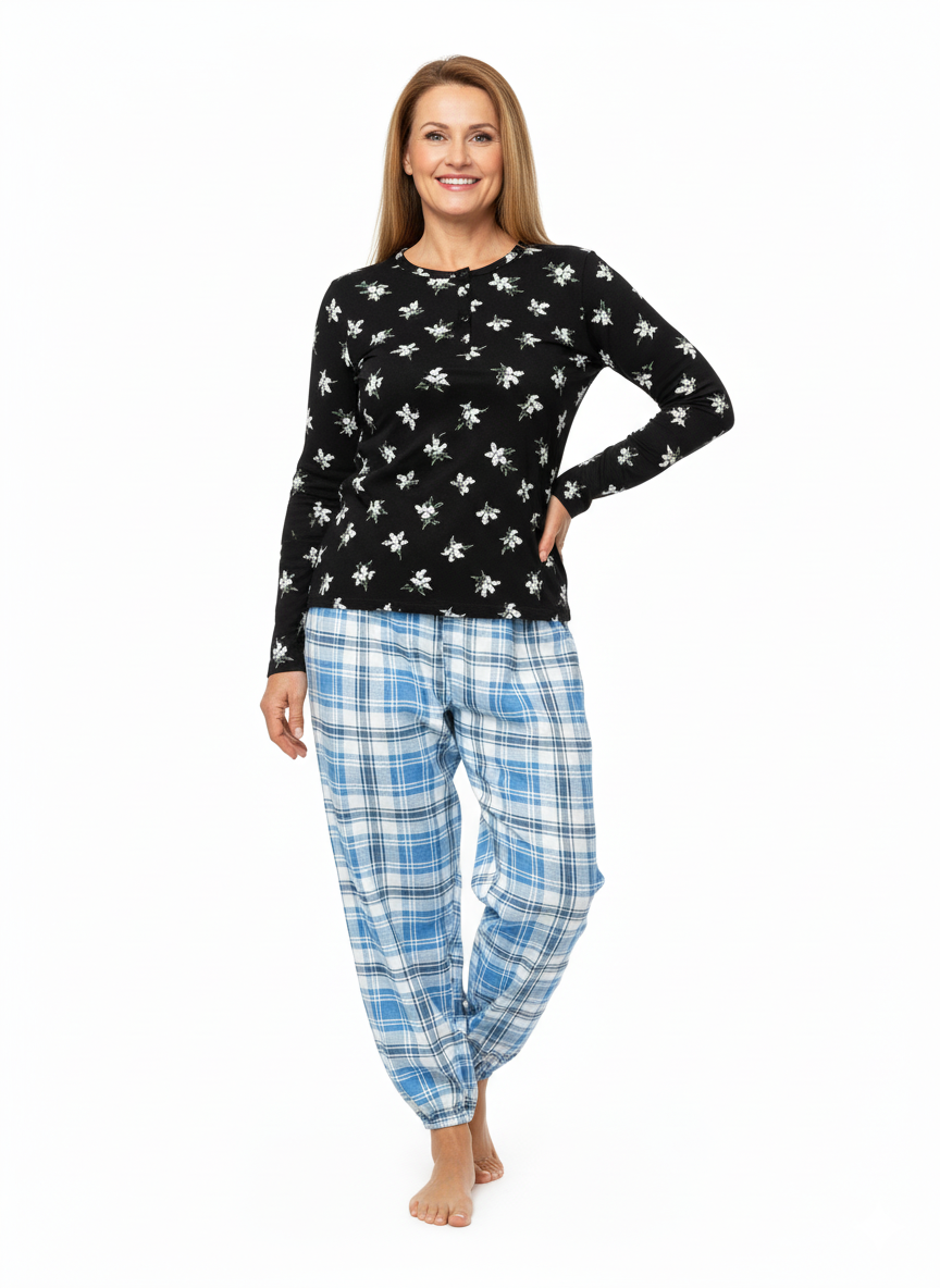 Oppland Kadın Kışlık Kadın Anne içlik Pijama Altı %100 Pamuk içi Miflonlu Klasik Beli Lastikli Rahat