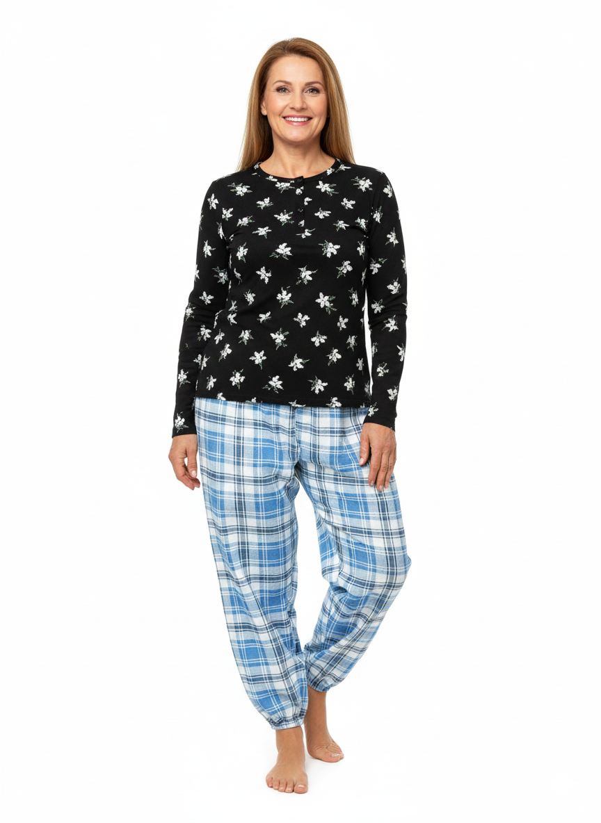 Oppland Kadın Kışlık Kadın Anne içlik Pijama Altı %100 Pamuk içi Miflonlu Klasik Beli Lastikli Rahat