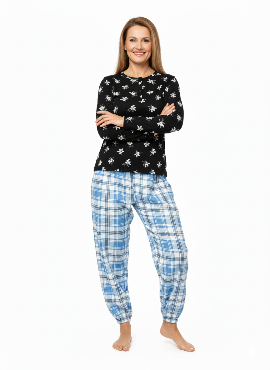 Oppland Kadın Kışlık Kadın Anne içlik Pijama Altı %100 Pamuk içi Miflonlu Klasik Beli Lastikli Rahat