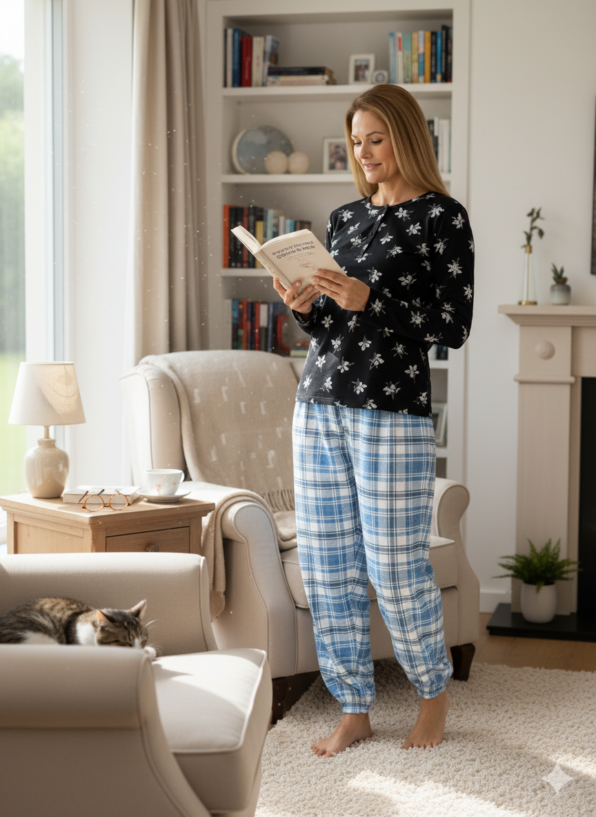 Oppland Kadın Kışlık Kadın Anne içlik Pijama Altı %100 Pamuk içi Miflonlu Klasik Beli Lastikli Rahat