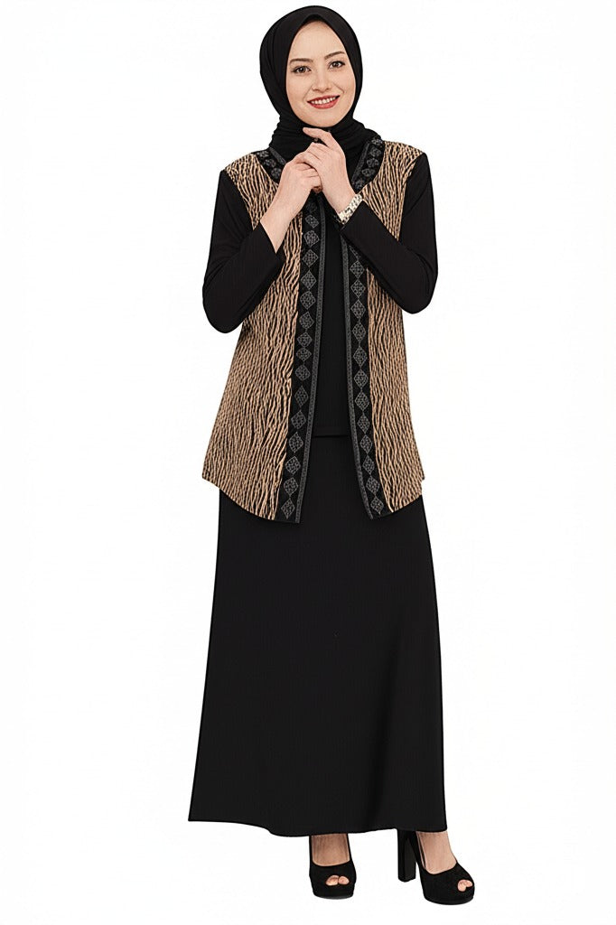 Kadın 2 Li Anne Takım Likralı Sandy Kumaş Şık ve Modern Yıldızım Taşlı Yuvarlak Yakalı Rahat