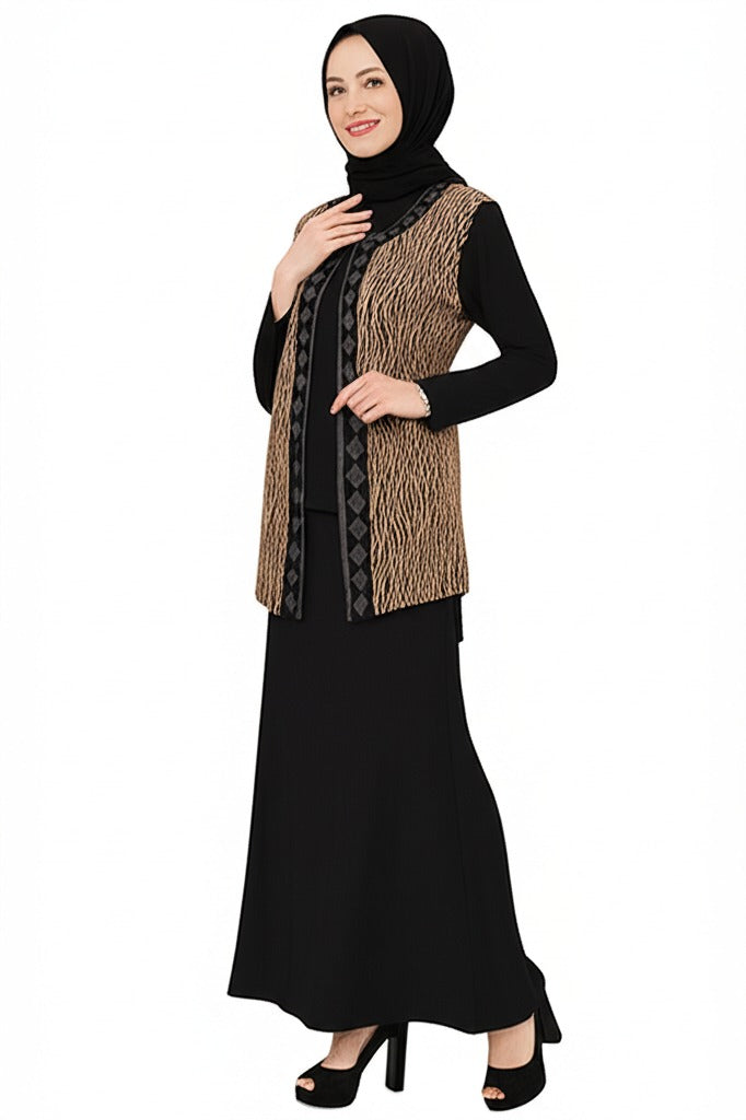 Kadın 2 Li Anne Takım Likralı Sandy Kumaş Şık ve Modern Yıldızım Taşlı Yuvarlak Yakalı Rahat