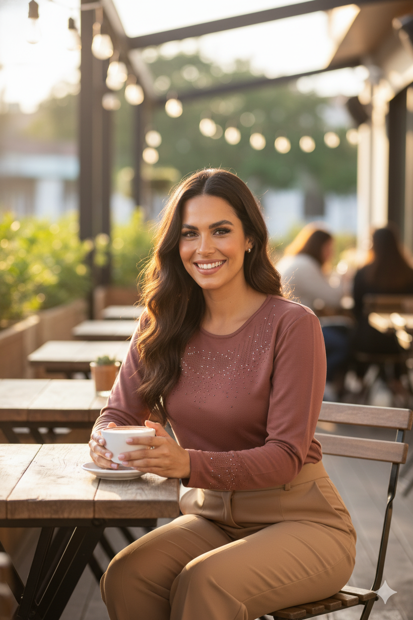 Kadın Damla Taşlı Ve Desenli Uzun Kollu Yuvarlak Yaka Likralı Nergiz Kumaş Anne Ince Kazak