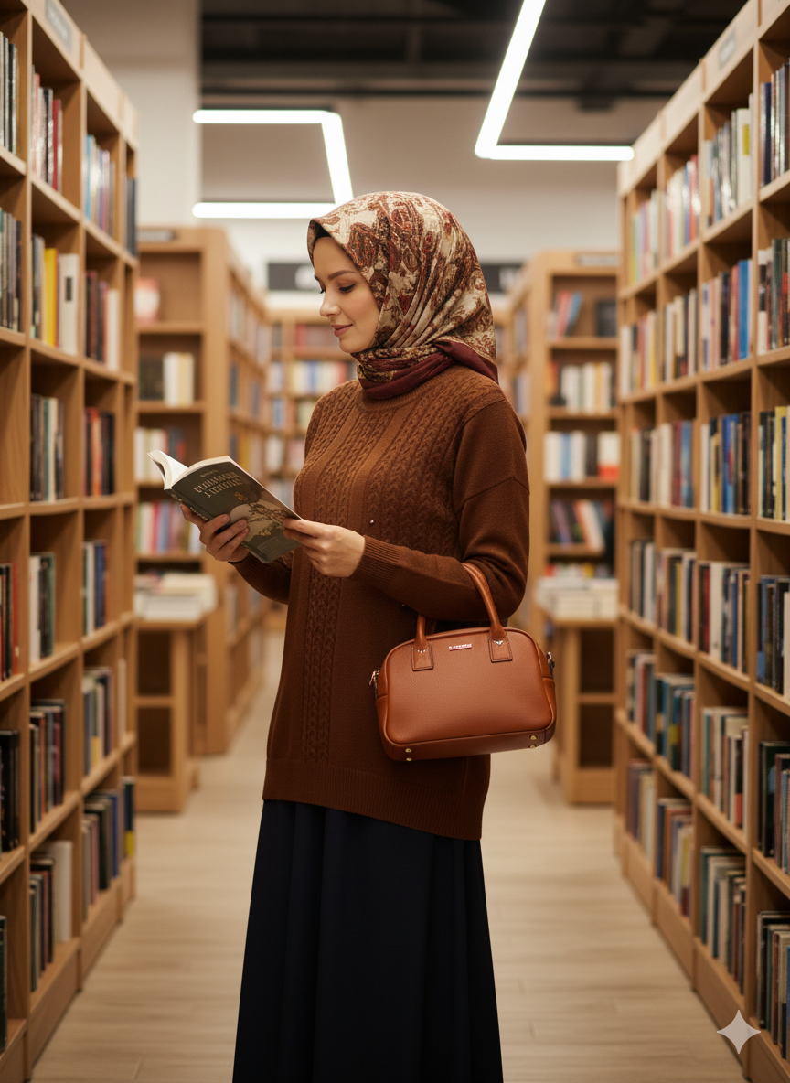 Oppland Kadın Kışlık Triko Kazak Bisiklet Yaka Boncuk Detaylı Motifli Rahat Tam Kalıp