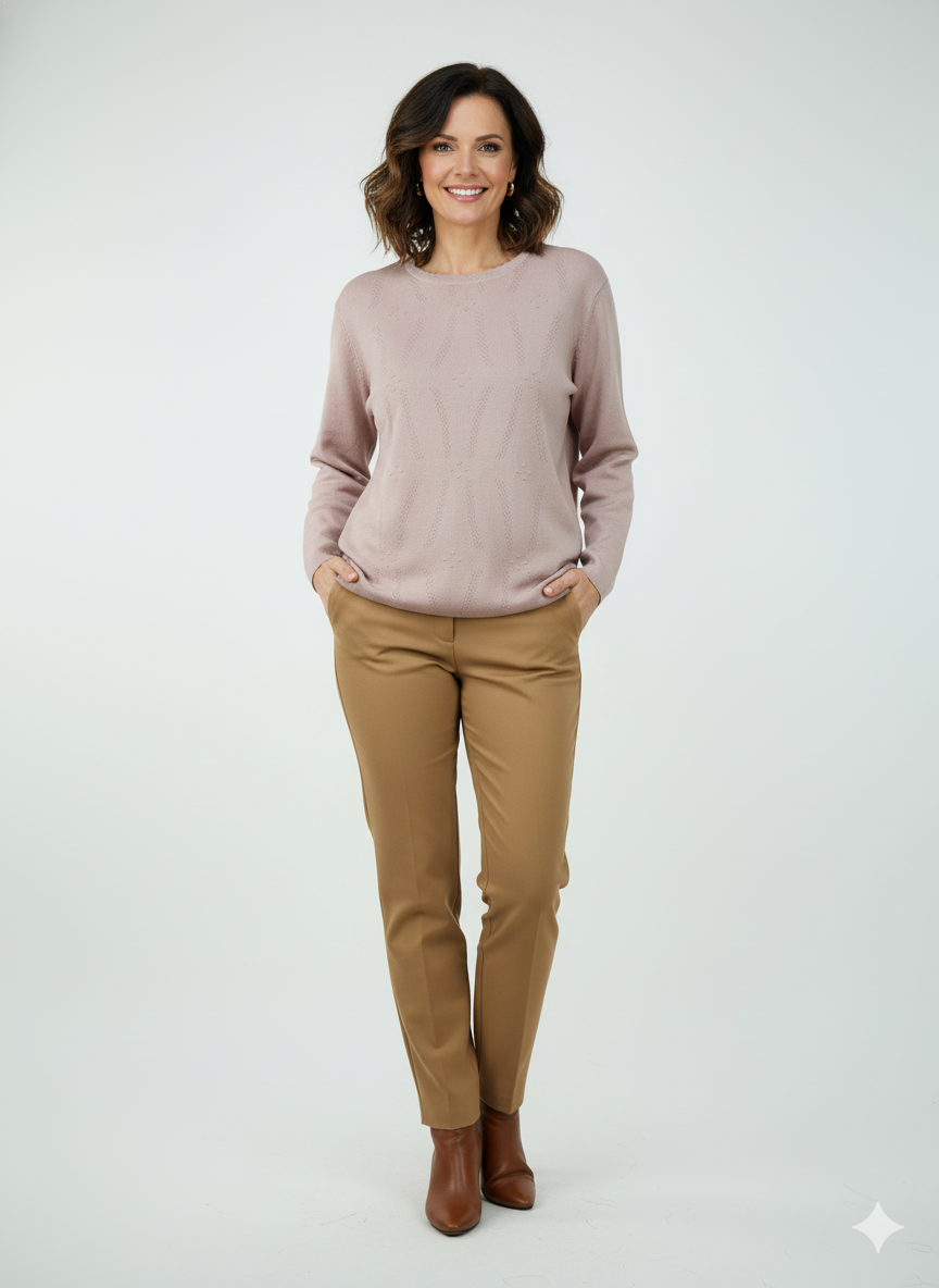 Oppland Kadın Kışlık Anne Kazak Mimoza Dokuma Yumuşacık Rahat Kesim Tam Kalıp Esnek