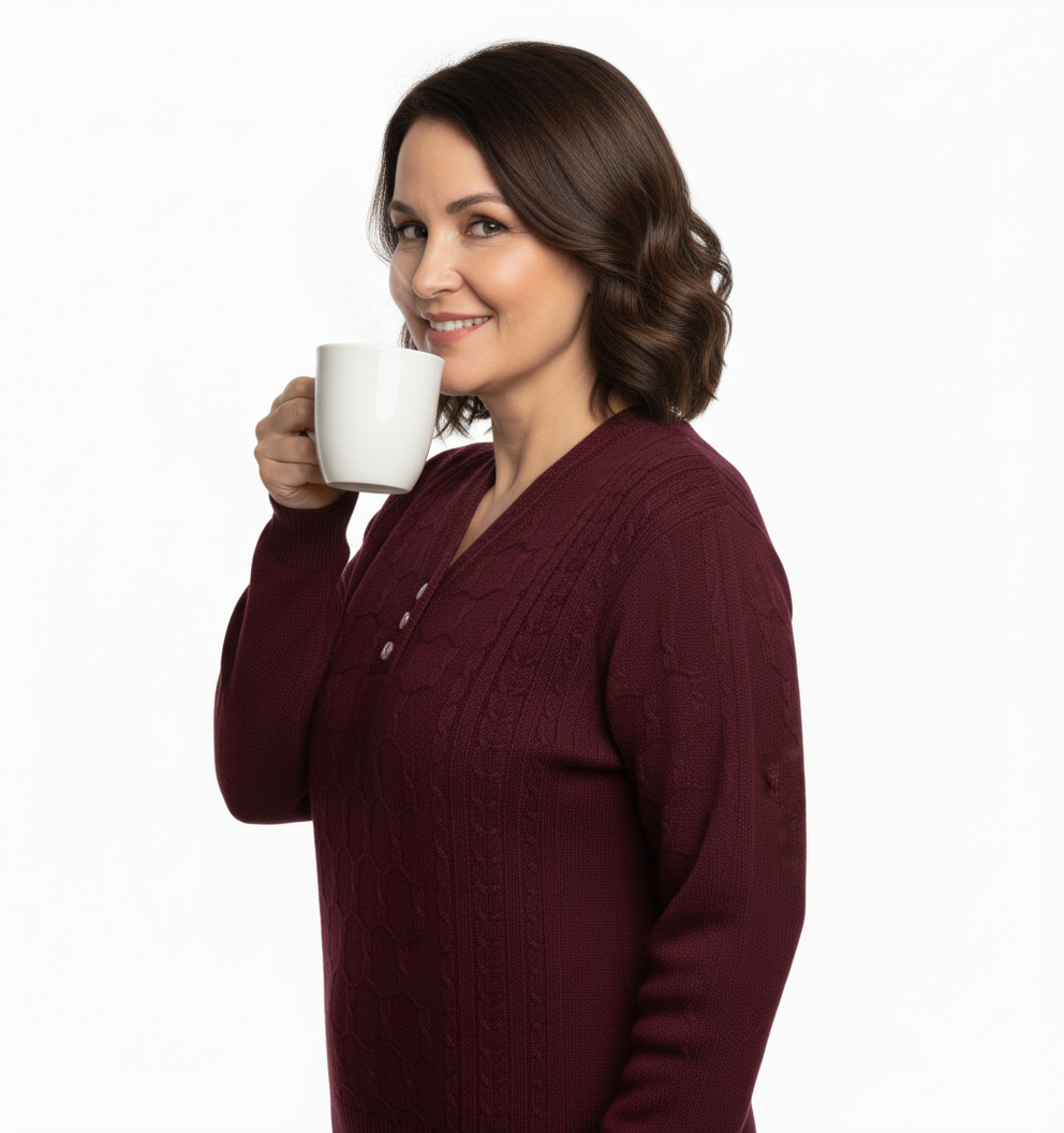 Oppland Kadın Kışlık Triko Kazak Kardelen Örme V Yaka Yumuşacık Rahat Tam Kalıp