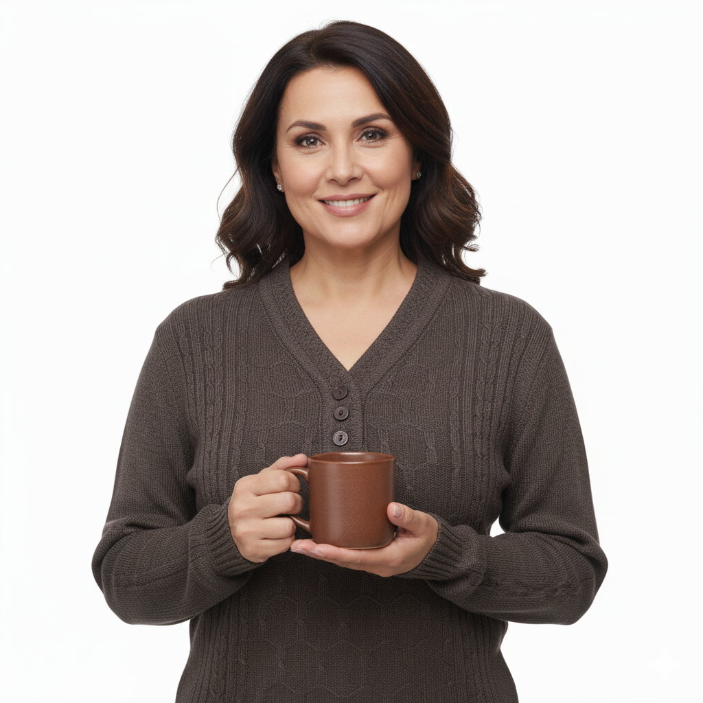 Oppland Kadın Kışlık Triko Kazak Kardelen Örme V Yaka Yumuşacık Rahat Tam Kalıp