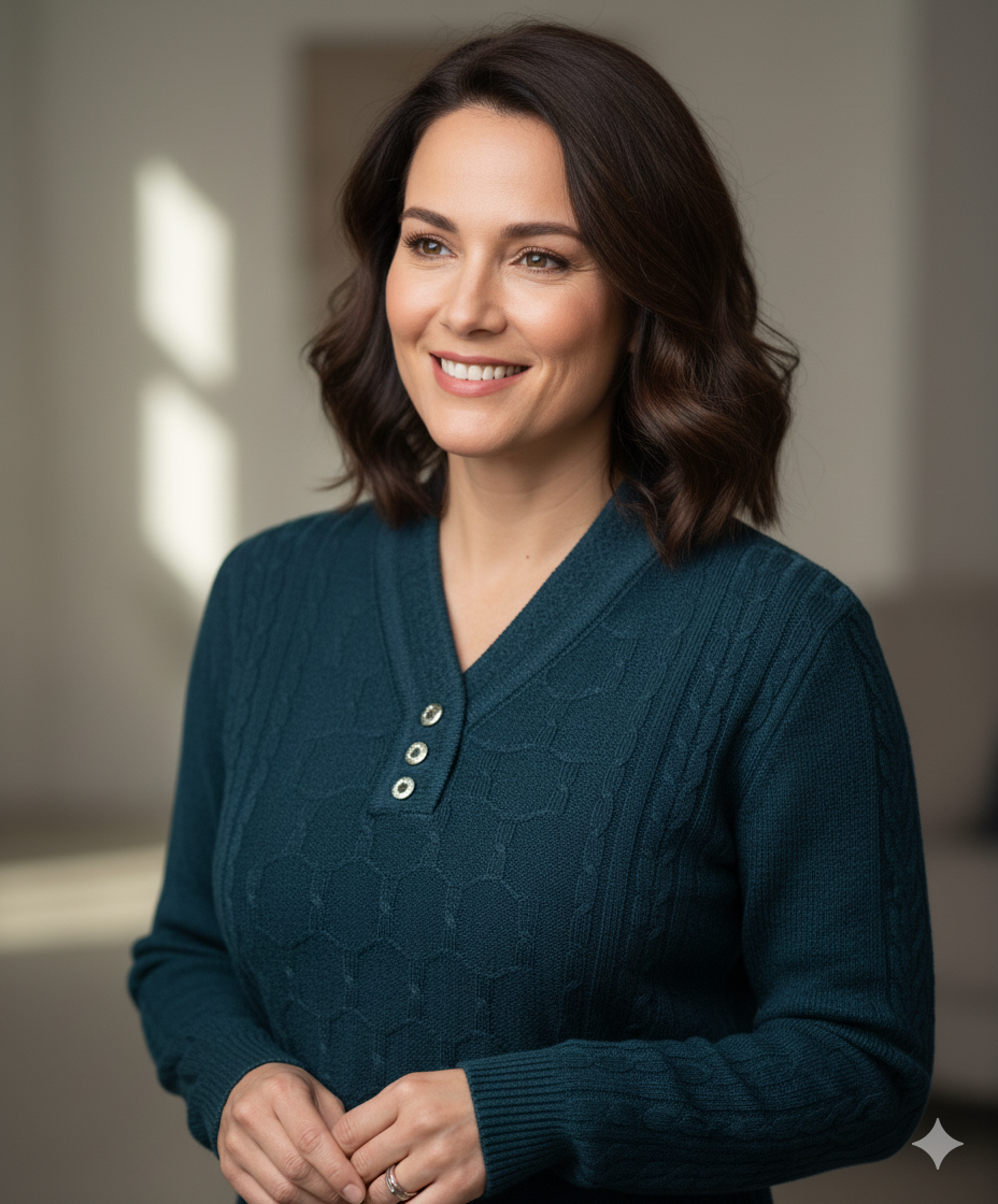 Oppland Kadın Kışlık Triko Kazak Kardelen Örme V Yaka Yumuşacık Rahat Tam Kalıp