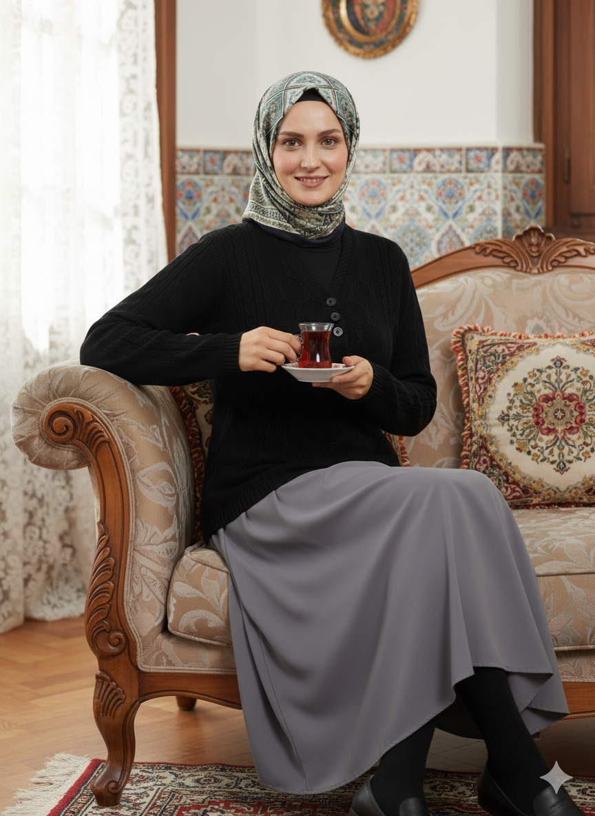 Oppland Kadın Kışlık Triko Kazak Kardelen Örme V Yaka Yumuşacık Rahat Tam Kalıp