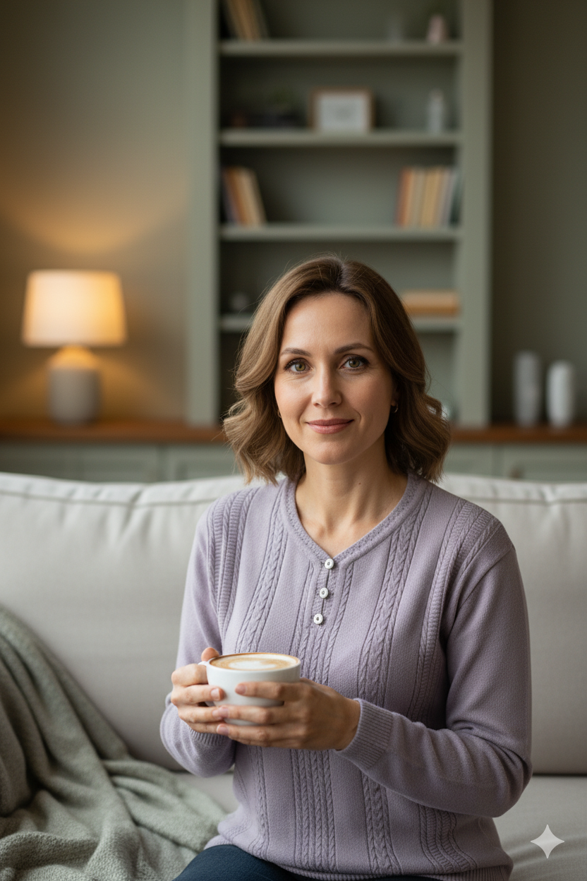 Kadın Kışlık Motifli Armut Yaka Üç Düğmeli Likralı Pamuklu Kardelen Dokuma Anne Kazak