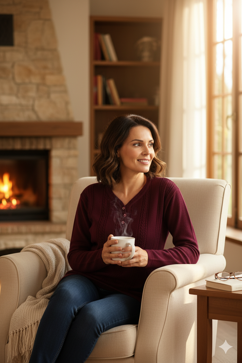 Kadın Bordo Kışlık Armut Yaka Normal Kesim Likralı Pamuklu Kardelen Dokuma Anne Kazak