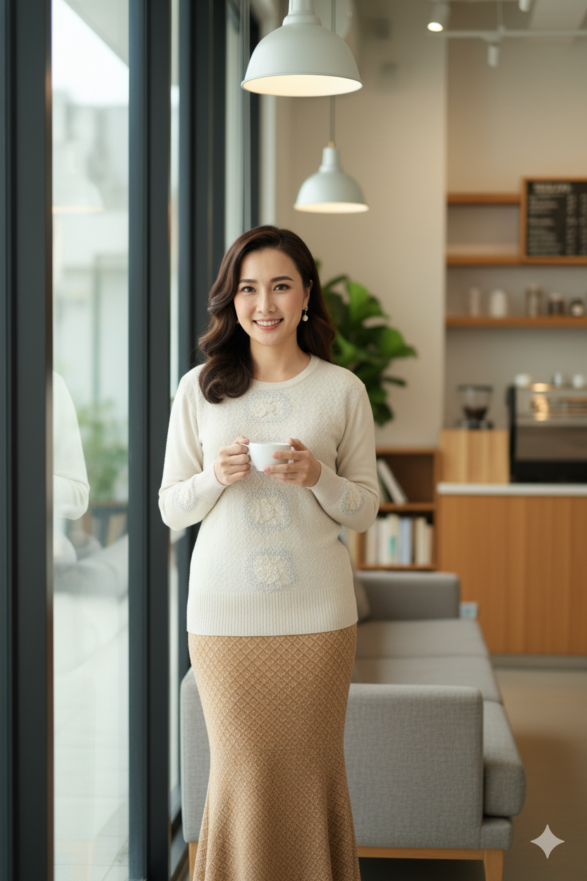 Kadın Kışlık Çiçek Tacı Motifli Boncuklu Ve Taşlı Kardelen Dokuma Genç Anne Triko Kazak