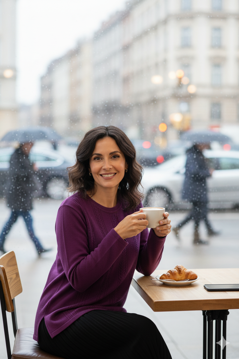 Kadın Kışlık Motifli Yuvarlak Yaka Normal Kesim Likralı Pamuklu Kardelen Dokuma Anne Kazak