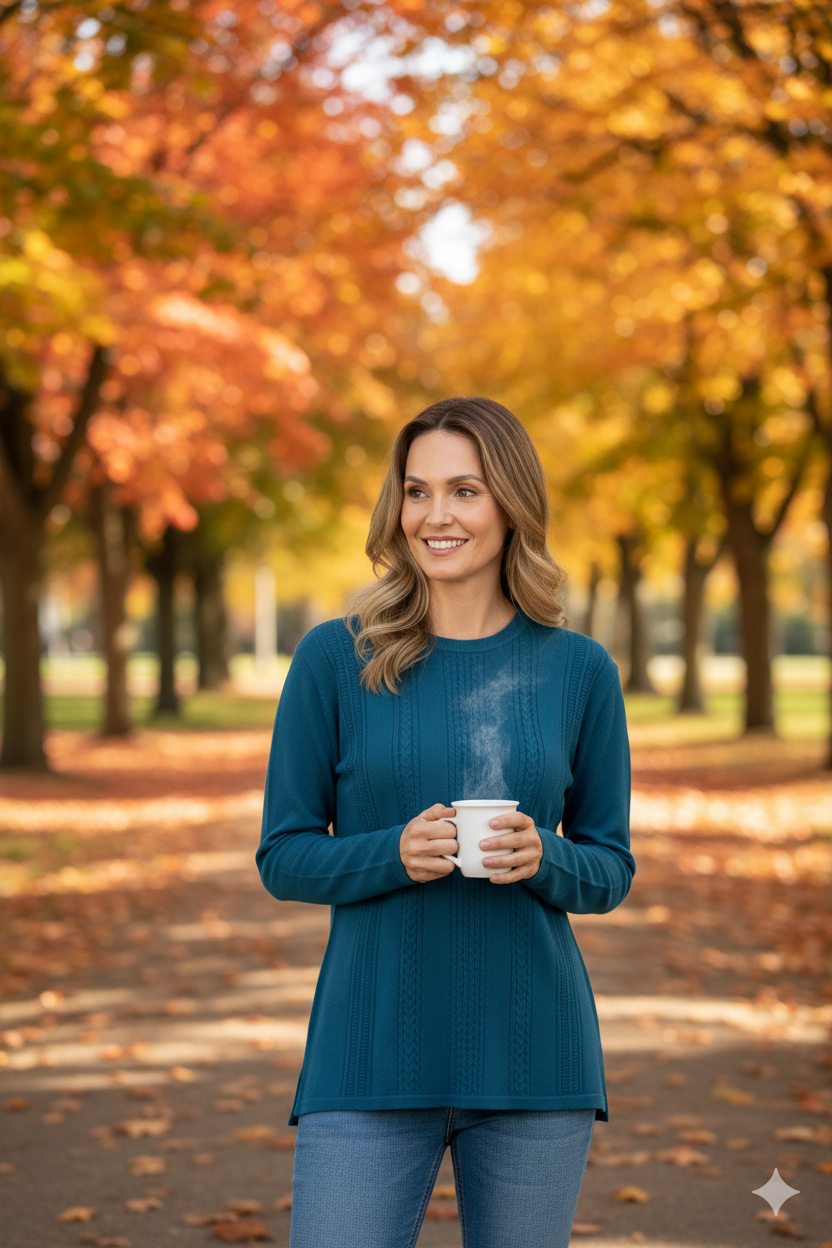 Kadın Kışlık Kendinden Motifli Normal Kesim Likralı Pamuklu Kardelen Dokuma Anne Kazak