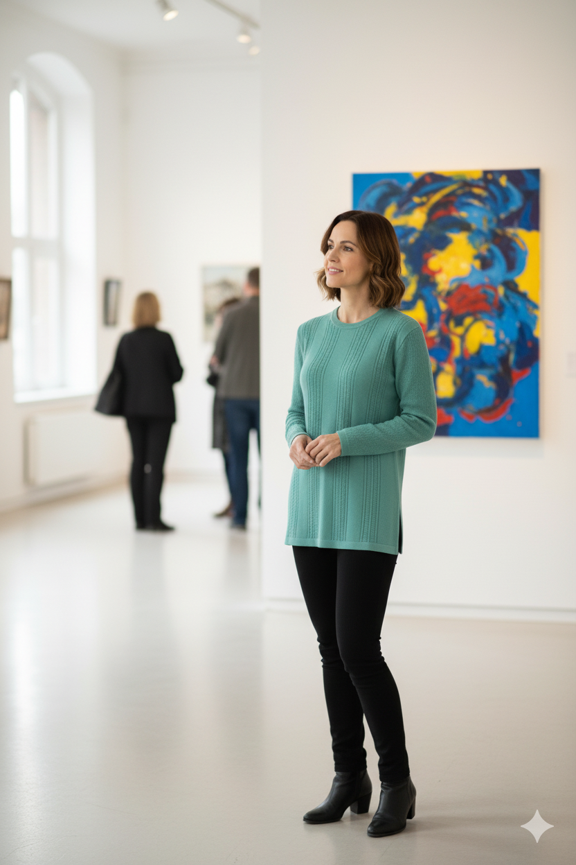 Kadın Kışlık Kendinden Motifli Yuvarlak Yaka Likralı Pamuklu Kardelen Dokuma Anne Kazak