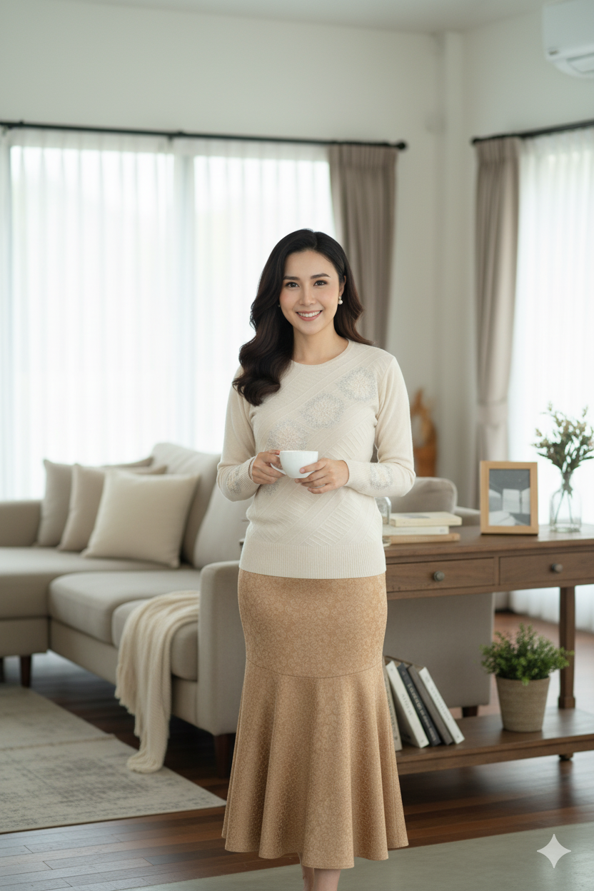 Kadın Kışlık Demet Motifli Boncuklu Ve Taşlı Likralı Kardelen Dokuma Genç Anne Triko Kazak