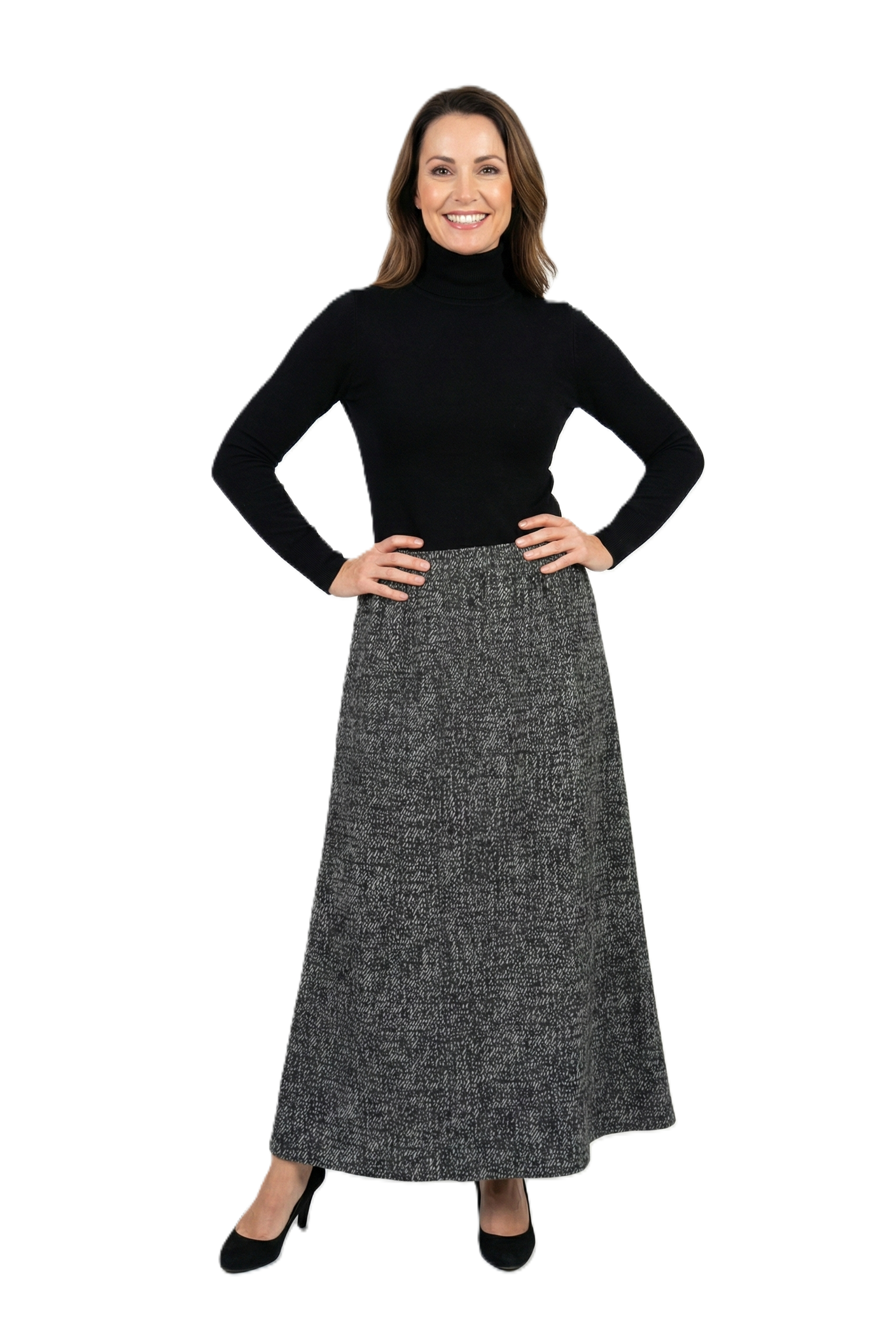 Oppland Kadın Kışlık Parçalı Anne Etek Damlam Desenli Şardonlu Beli Lastikli Pamuklu Kalın Dokulu