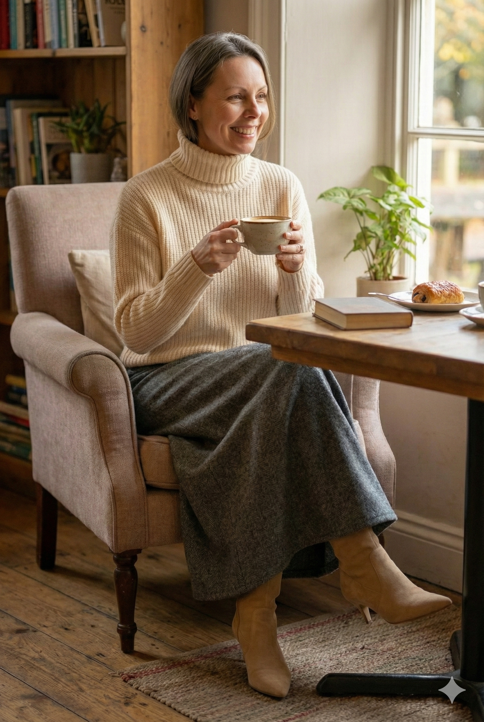 Oppland Kadın Kışlık Parçalı Anne Etek Çizgi Desenli Şardonlu Beli Lastikli Pamuklu Kalın Dokulu