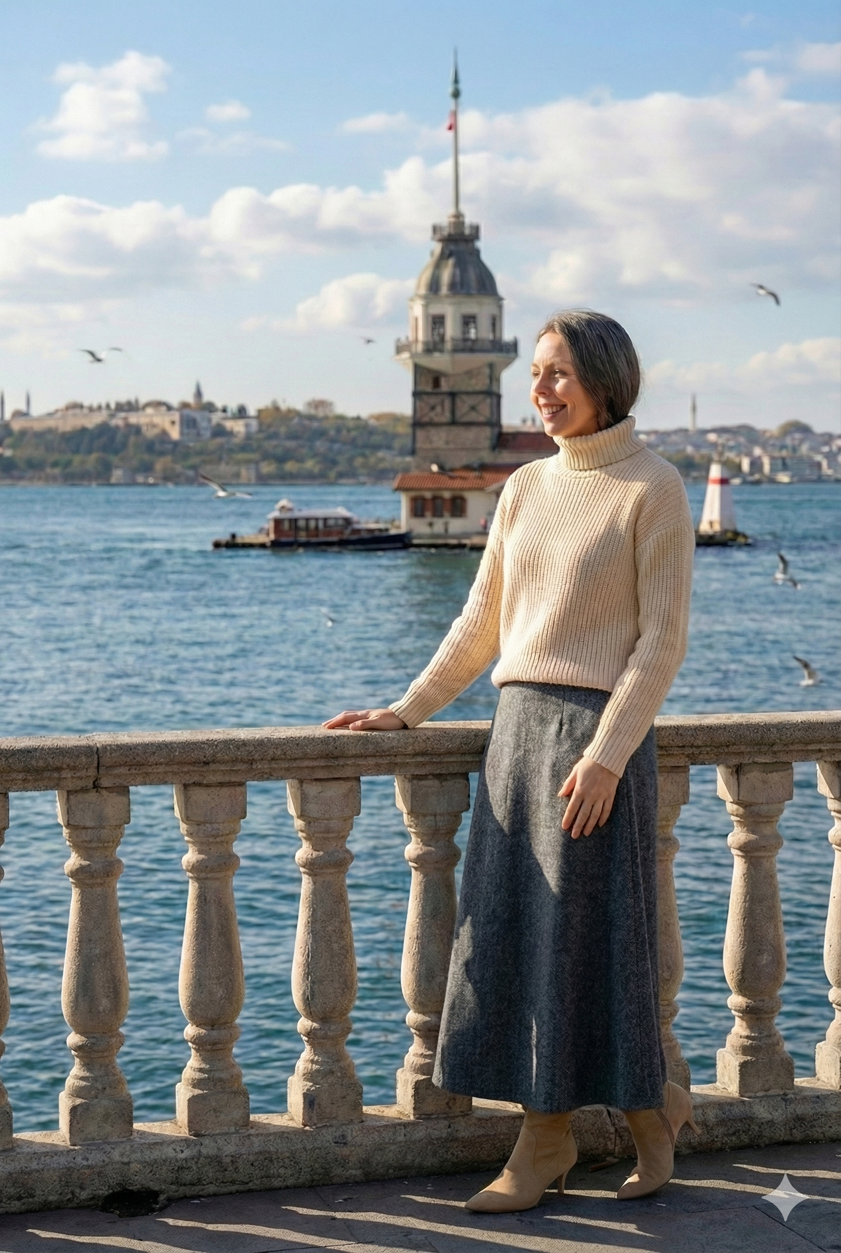 Oppland Kadın Kışlık Parçalı Anne Etek Çizgi Desenli Şardonlu Beli Lastikli Pamuklu Kalın Dokulu