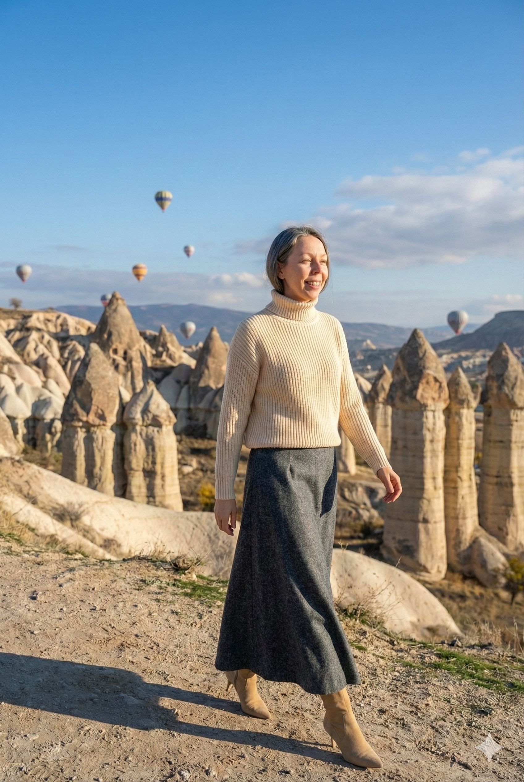 Oppland Kadın Kışlık Parçalı Anne Etek Çizgi Desenli Şardonlu Beli Lastikli Pamuklu Kalın Dokulu