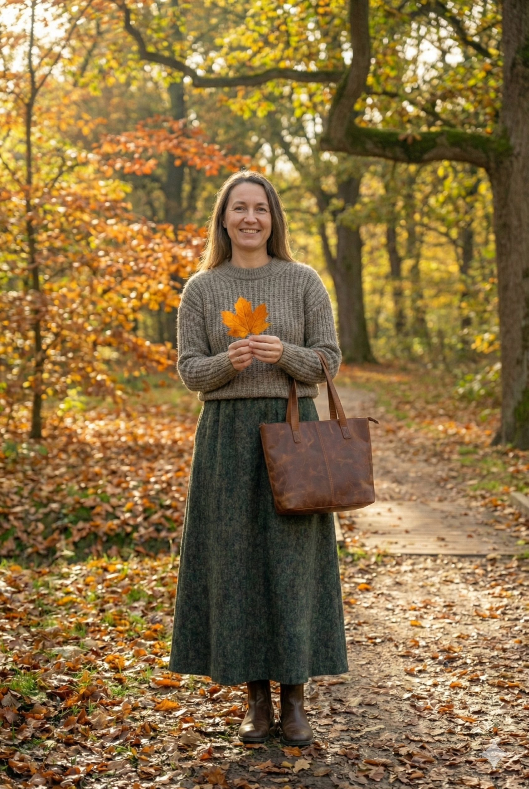Oppland Kadın Kışlık Parçalı Anne Etek Manzaram Desenli Şardonlu Beli Lastikli Pamuklu Kalın Dokulu