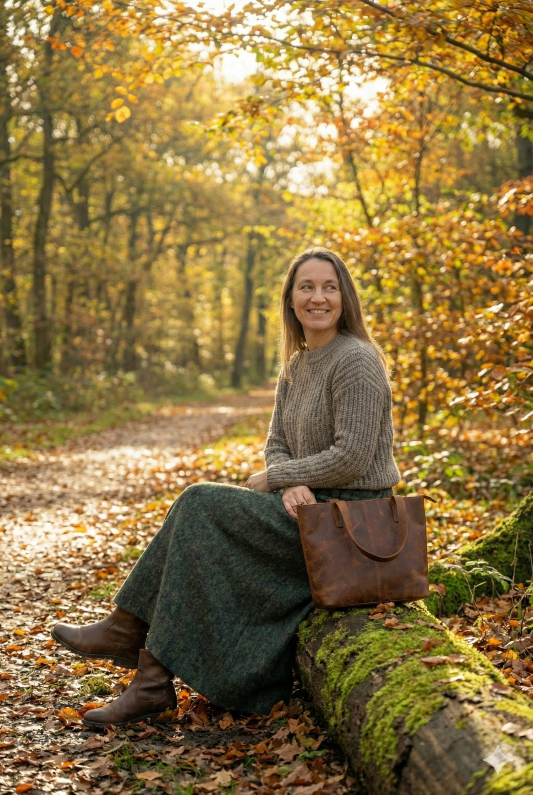 Oppland Kadın Kışlık Parçalı Anne Etek Manzaram Desenli Şardonlu Beli Lastikli Pamuklu Kalın Dokulu