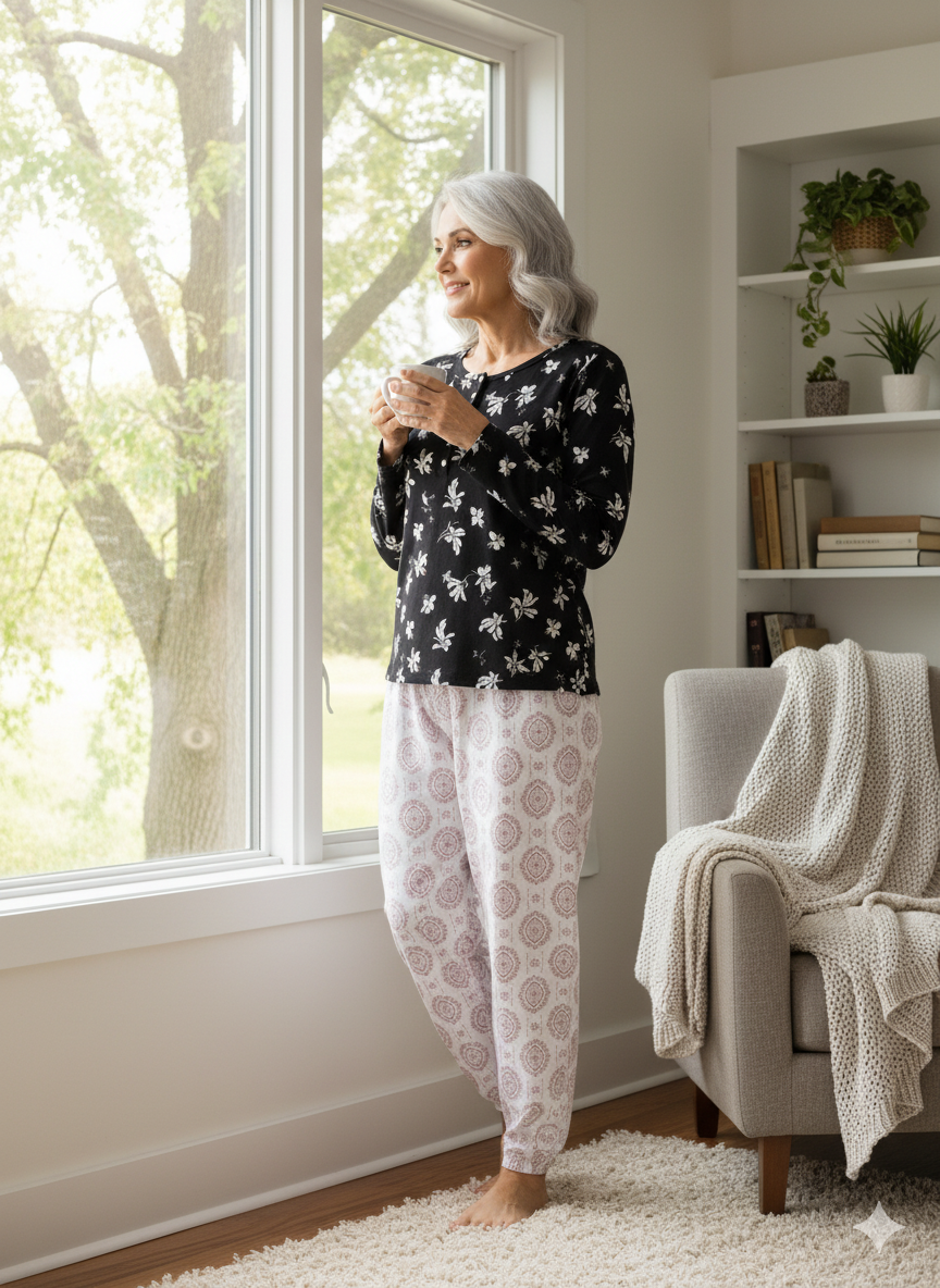 Oppland Kadın Kışlık Kadın Anne içlik Pijama Altı %100 Pamuk içi Miflonlu Klasik Beli Lastikli Rahat